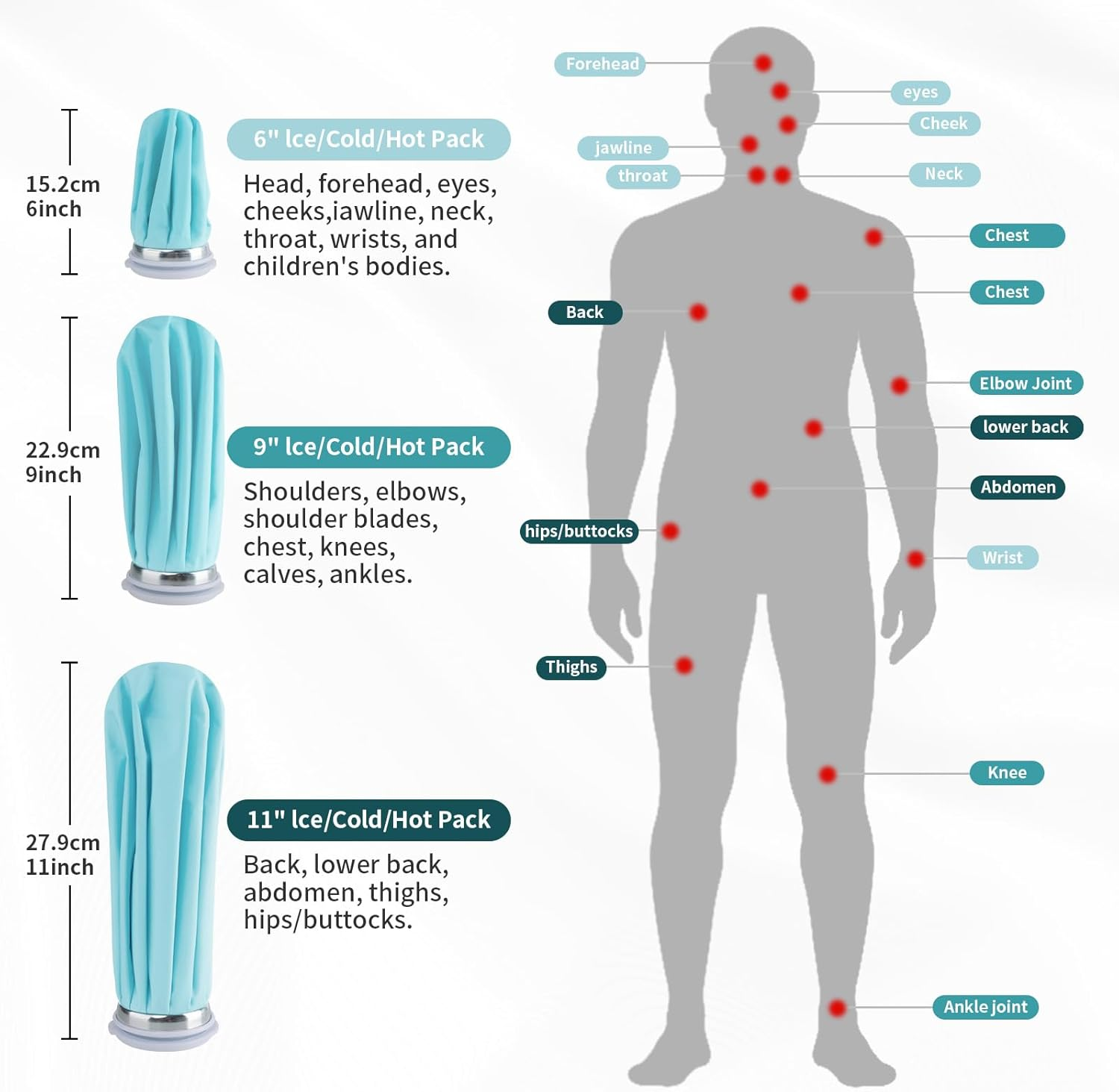 Ice Pack for Injuries Reusable, Ice Bags Hot Water Bag for Hot & Cold Therapy and Pain Relief with Cover, No-Leak Elastic Breathable Ice Bag, Size 9" image number 2