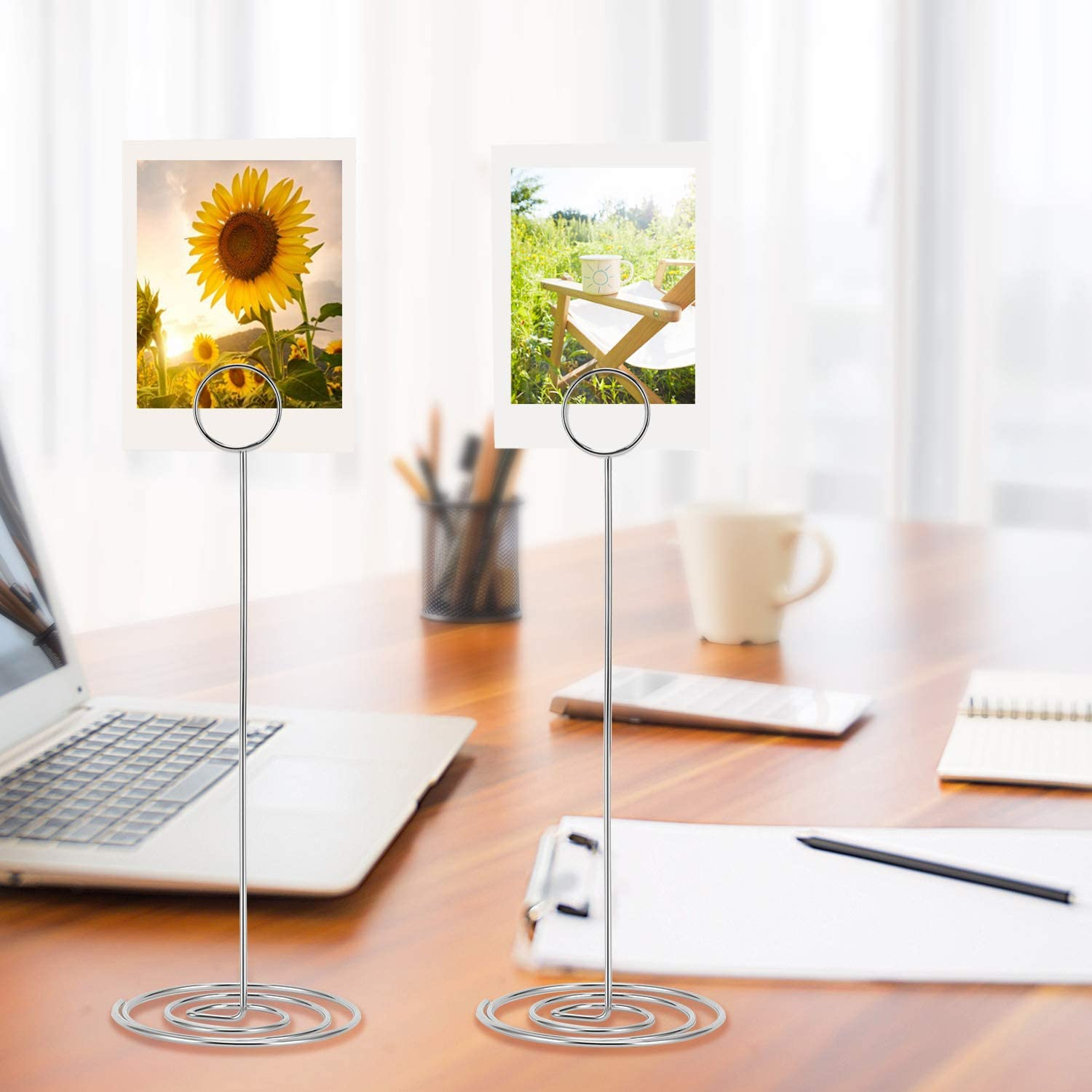 15 Pack 8.75 Inch Tall Table Number Holder, Place Card Holder, Table Picture Holder, Wire Photo Holder Clip,Menu Memo Note Stand for Weddings, Banquets image number 1