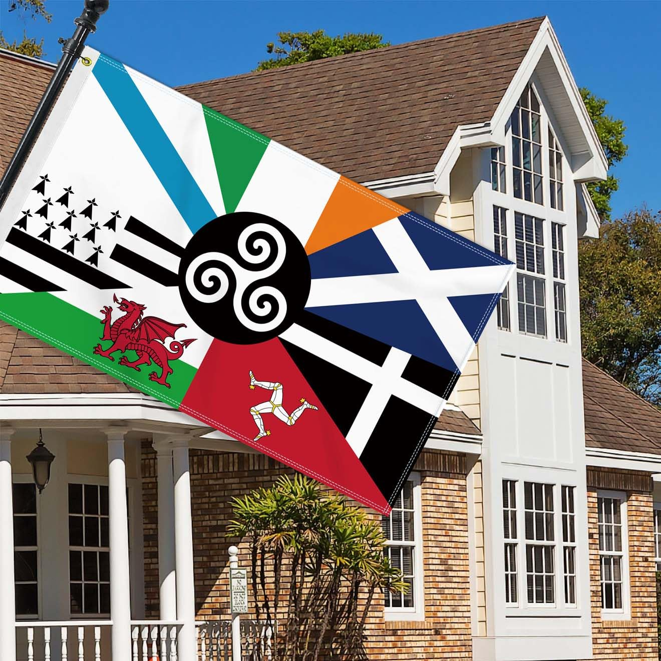 Large 3&times;5 FT Celtic Nations Flag, Big Combined Celtic Nation100D National Outdoor Banner,Decorgarden with Brass Gromment image number 4