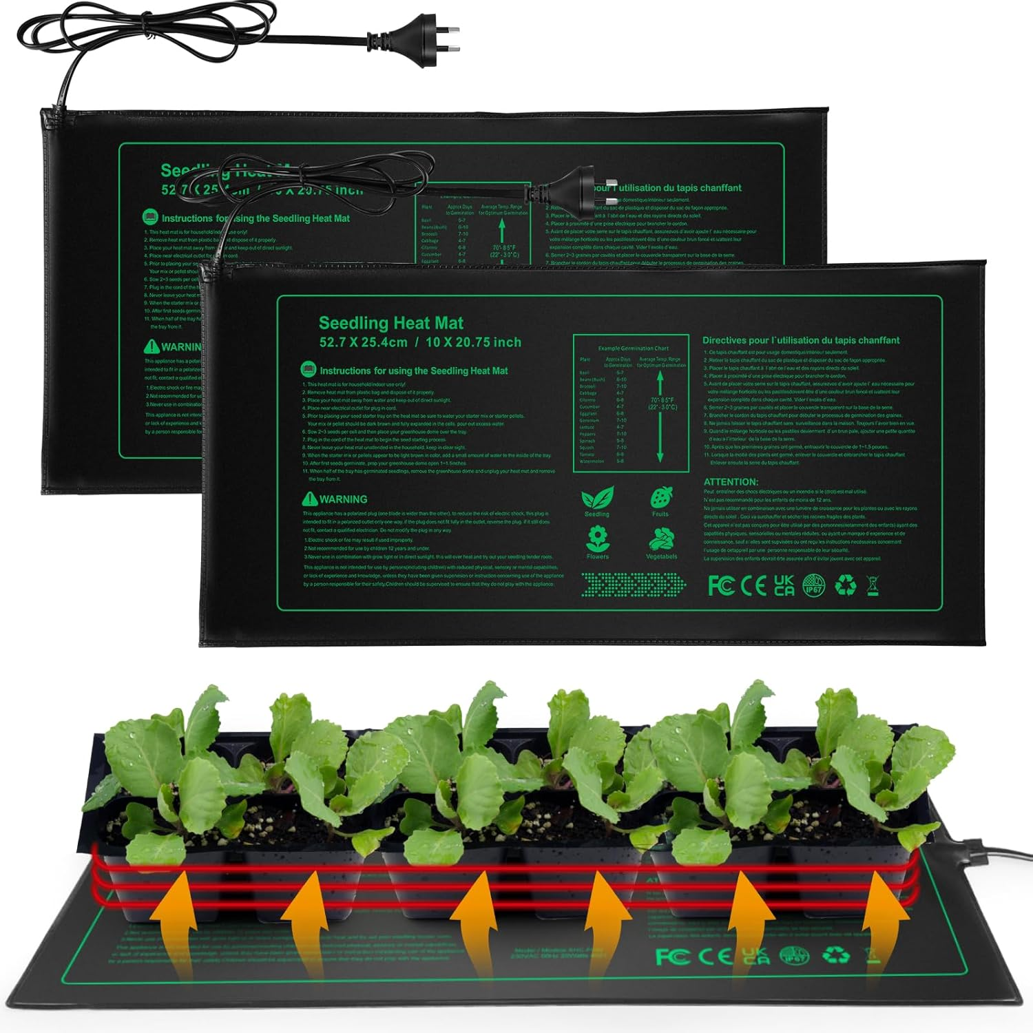 Seedling Heat Mat and Thermostat Controller Combo Set AU Plug for Seed Germination Plant Propagation Warm Hydroponic Heating Pad 52 X 25Cm image number 3