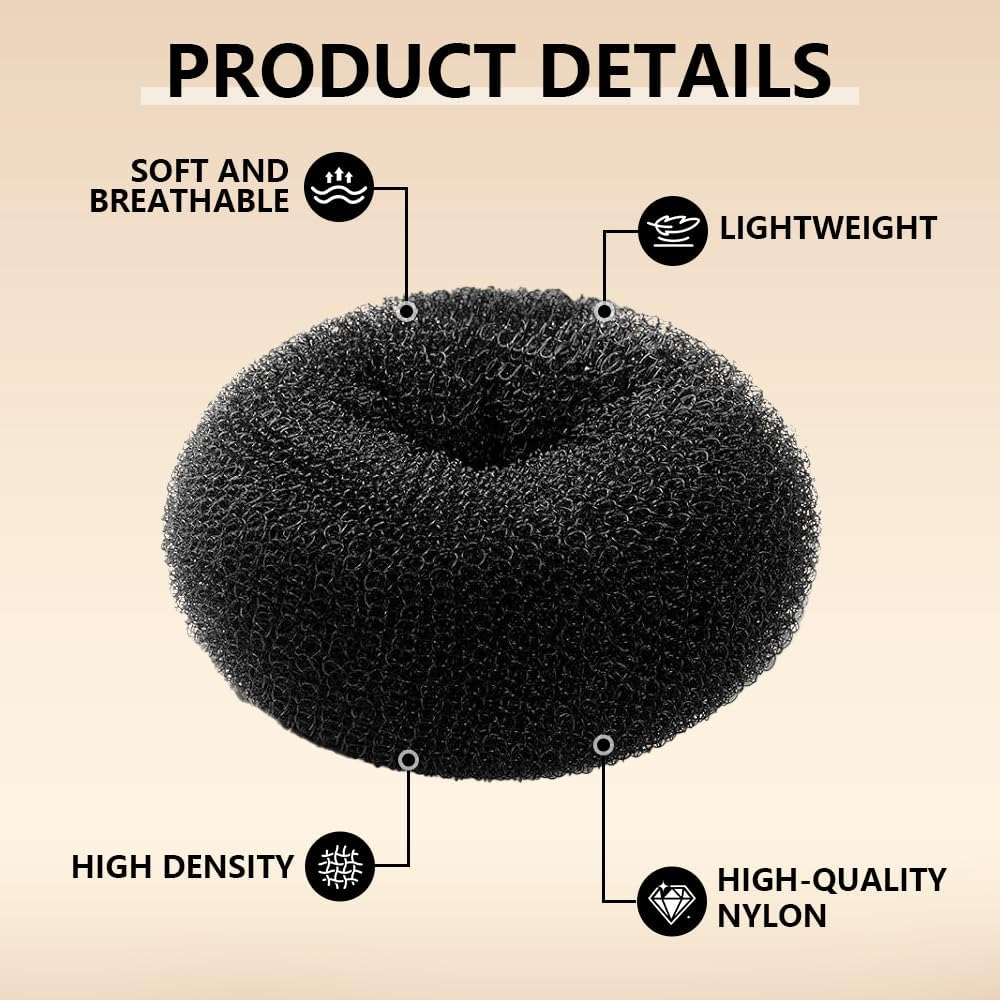 Zegnuem Black Hair Donuts 24Pcs Hair Donuts for Hair Bun Styling Tool Set for Buns with 20 Pins & 4 Headbands Professional Bun Maker for Girls Dancers Ballet Womenbuns image number 6