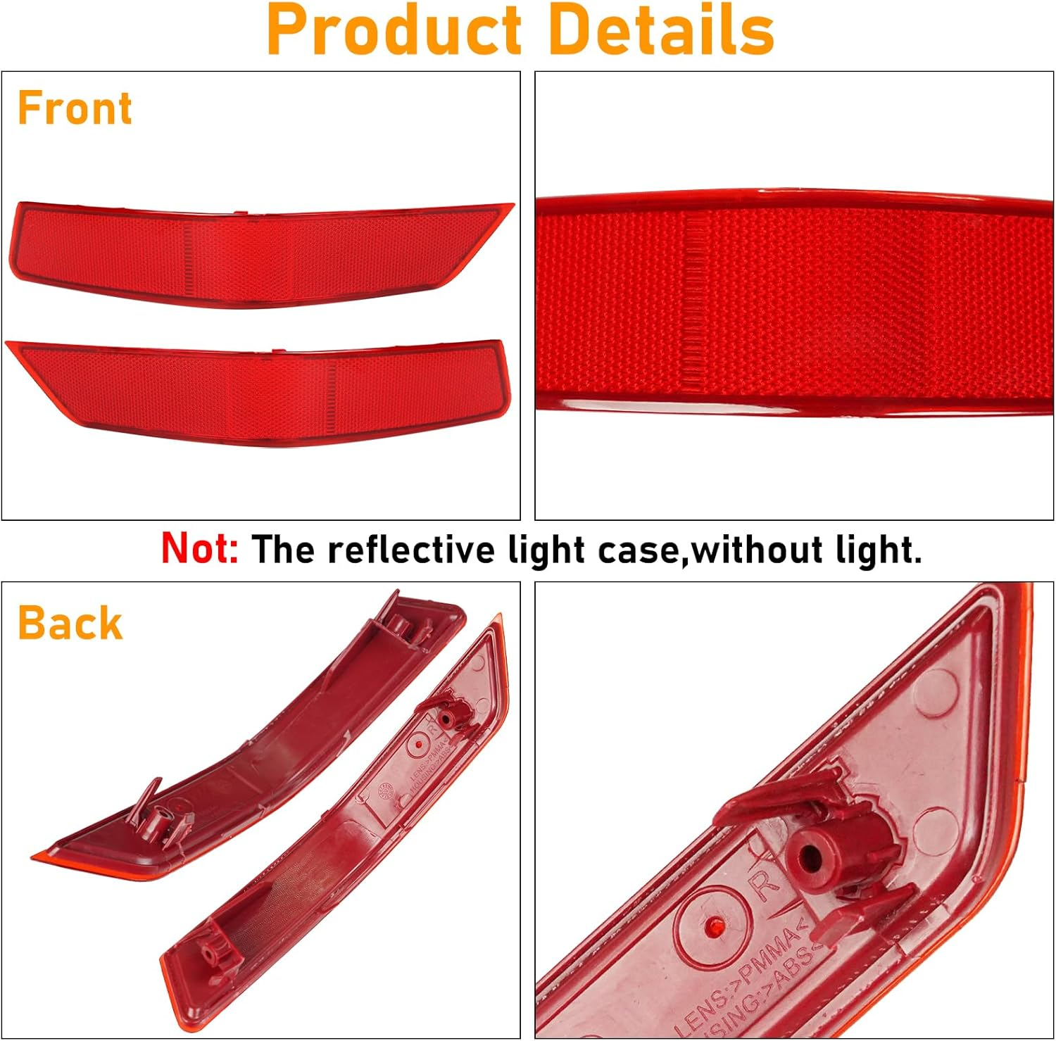 Compatible with Nissan Rogue Rear Bumper Reflector 2017-2020,Left Driver & Right Passenger Side Red Marker Trim Replace for 265656Fv0B,265606Fv0B,Back Reflectors Light W/O Bulb image number 3