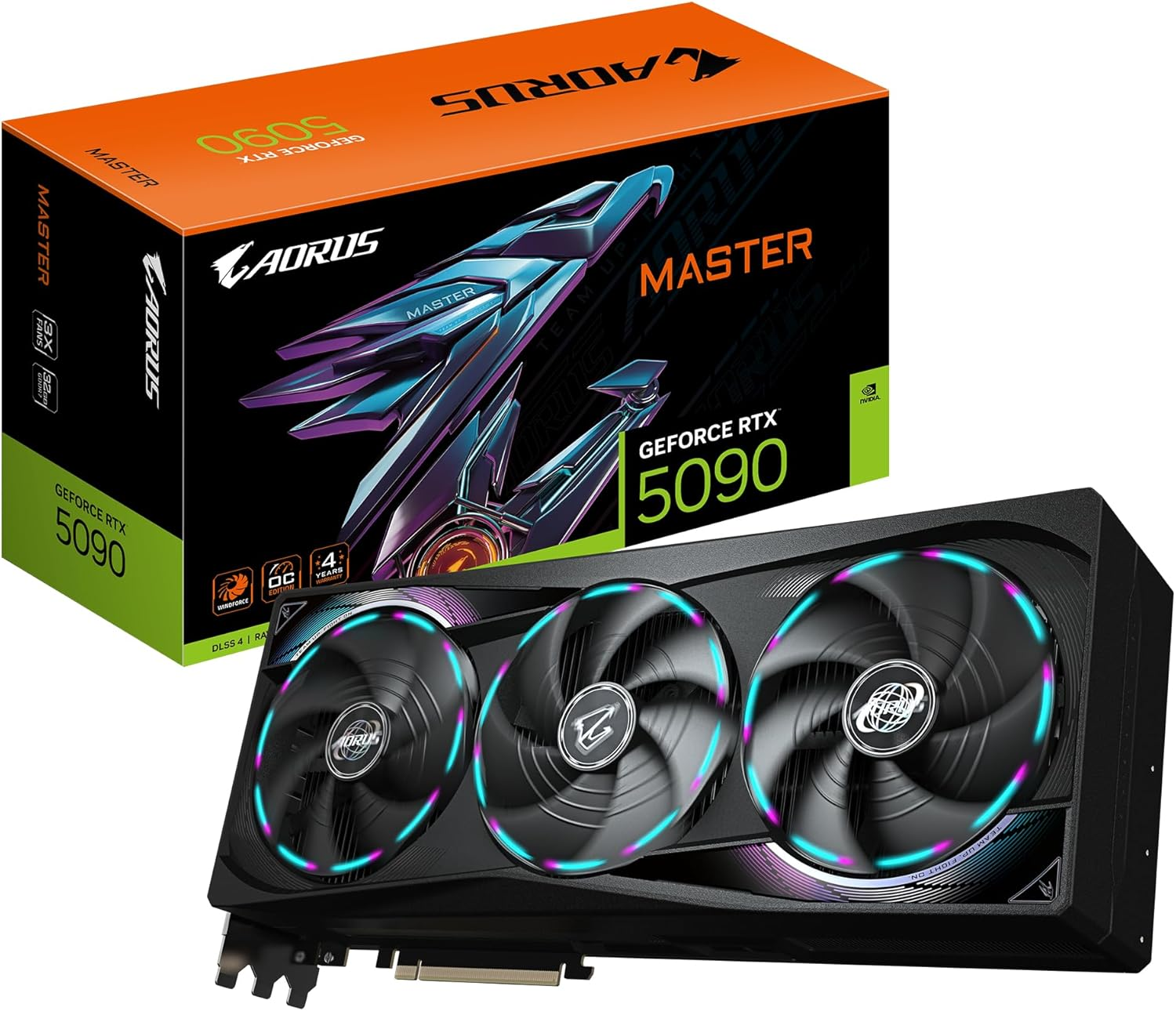 Gigabyte AORUS Geforce RTX 5090 Master 32G Graphics Card - 32GB GDDR7, 512Bit, PCI-E 5.0, 2655Mhz Core Clock, 3 X DP 2.1A, 1 X HDMI 2.1B, GV-N5090AORUS M-32GD image number 1