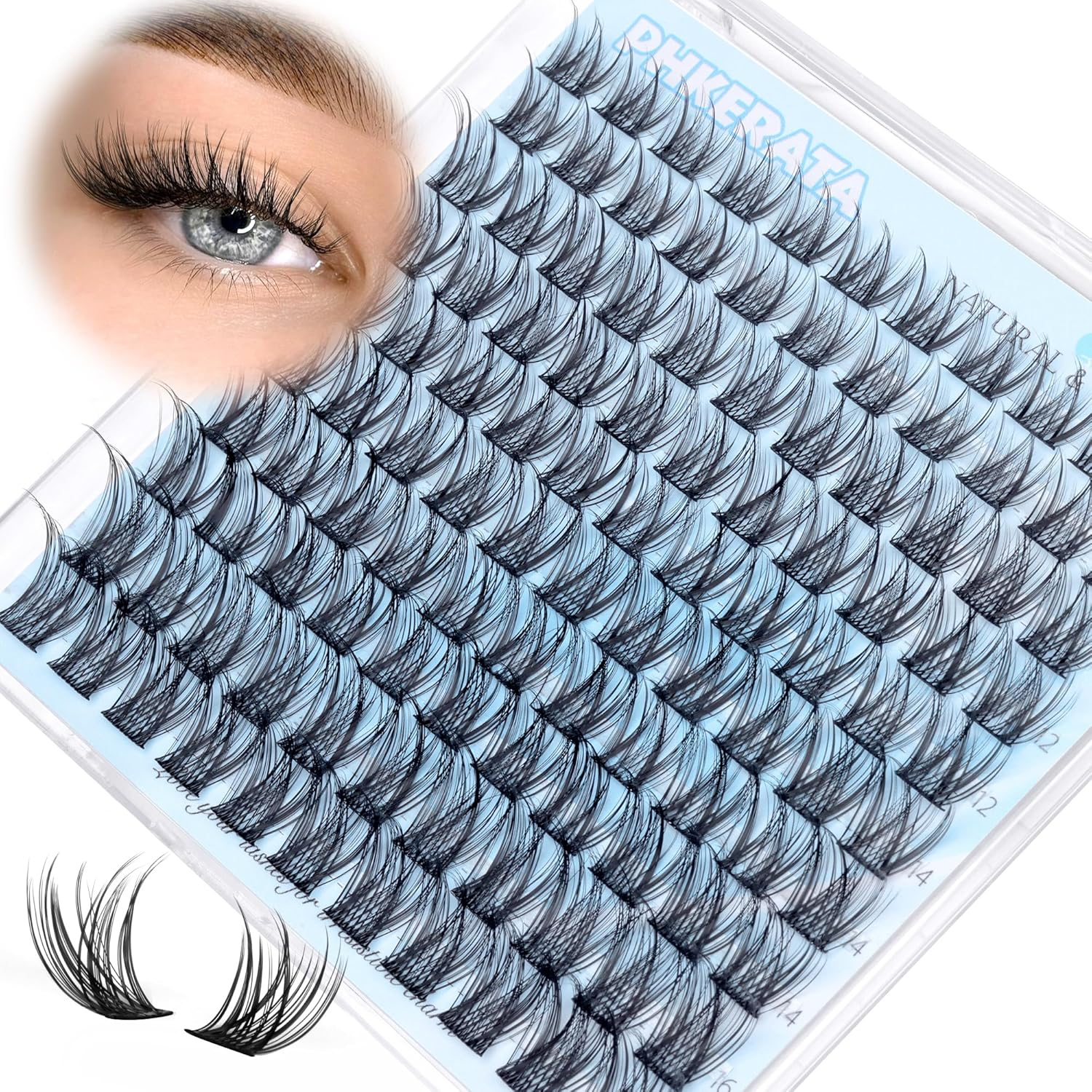 PHKERATA Natural Eyelash Clusters Wispy Clusters 110 Pieces Eyelash Extensions Cluster C Curl Individual Lashes 10-16Mm Mix Length Natural Look Lashes Clusters with Thin Band for Eyelashes Assorted image number 5