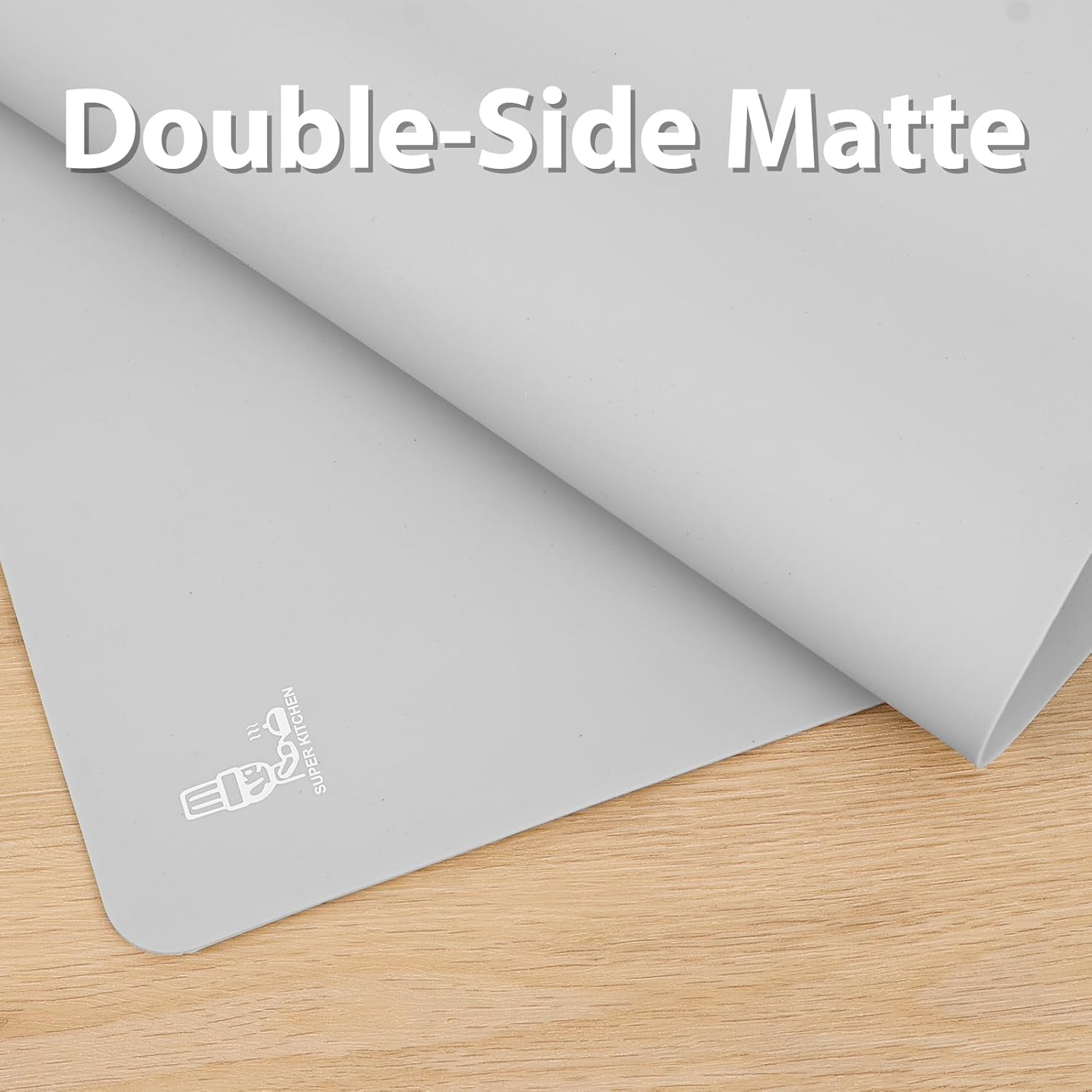 Super Kitchen Extra Large Multipurpose Silicone Nonstick Baking Mat, Pastry Mat, Heat Resistant Nonskid Table Mat, Countertop Protector, 23.4'' by 15.6''(Cool Gray)