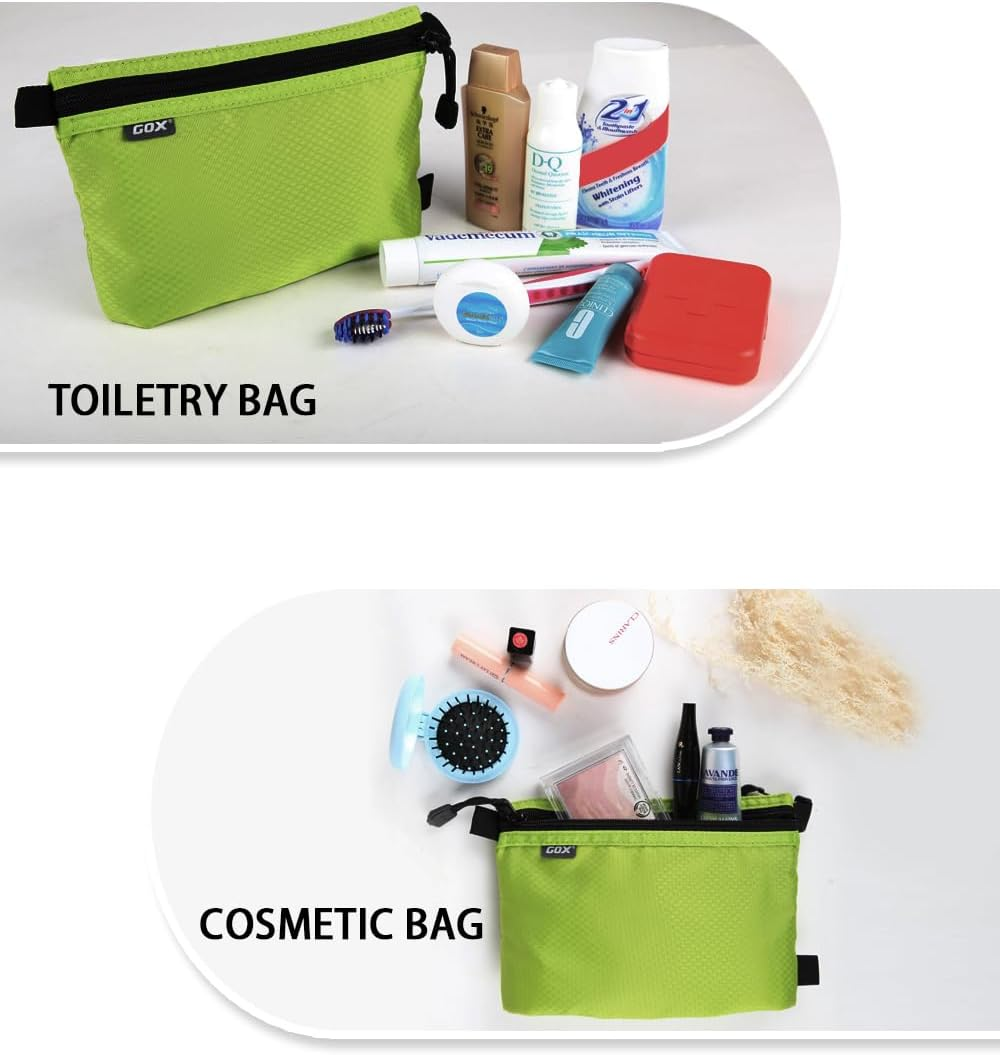 GOX Carry on Zipper Pouch Toiletry Bag Packing Sack Makeup Bag Digital Bag (Green) - Green image number 5