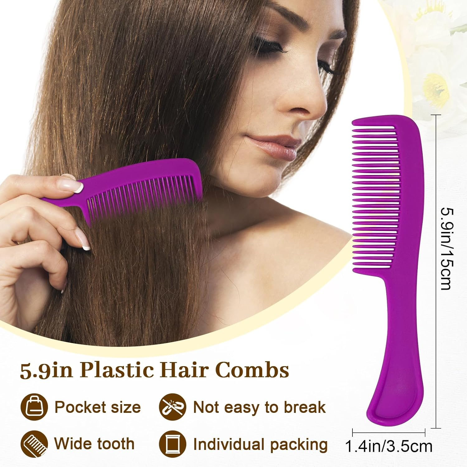Combs Bulk Individually Wrapped Pocket Travel Hair Combs for Women, Men and Kids, Colorful Bulk Comb for Homeless Hotel Shelter Home Charity(4 Color) (5.9 Inch, 60, Count)