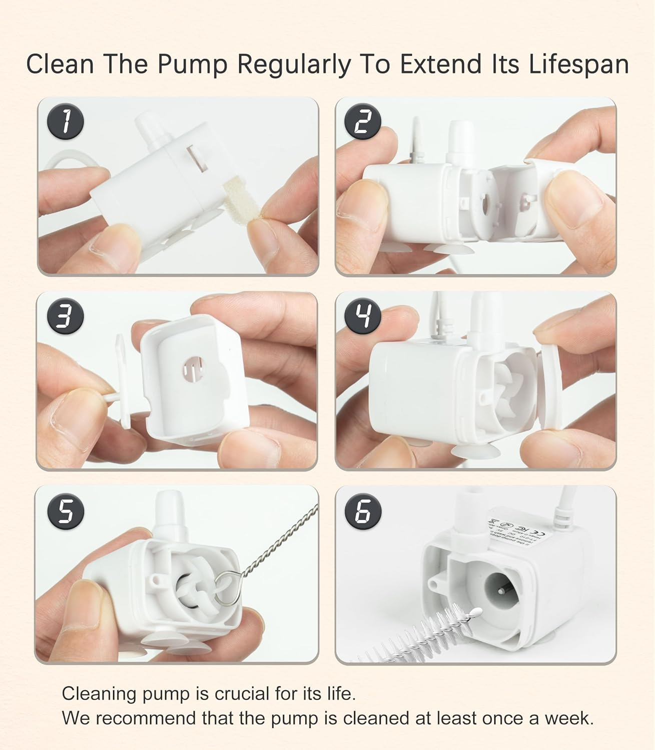 Original HAPUP Cat Fountain Silent Replacement Pump DC5V Only Compatible with HAPUP Wireless Cat Water Fountain Battery Operated ASIN:B0CBX24SY7 image number 3