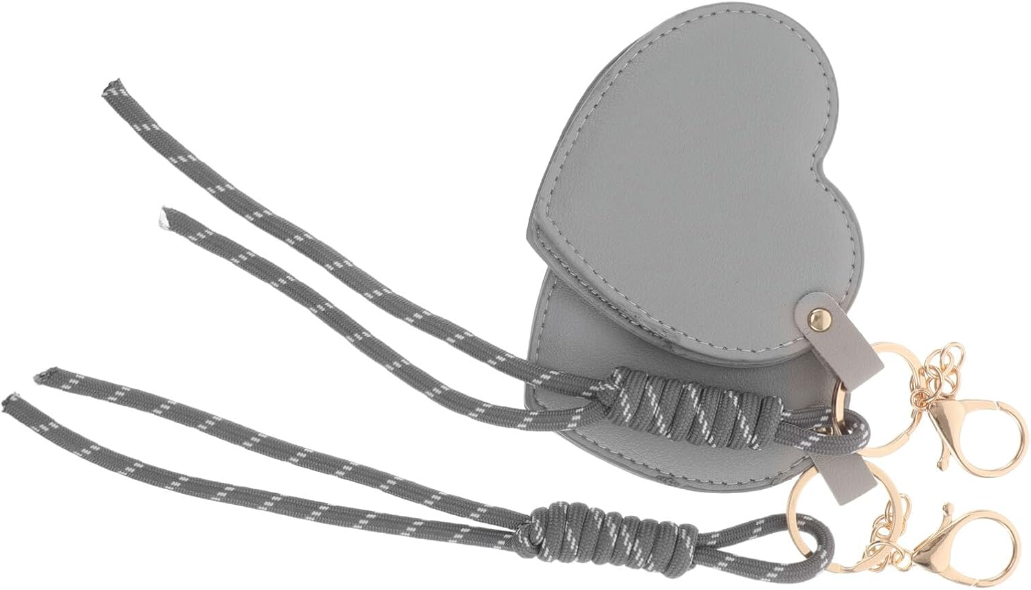 NULYLU 2Pcs Portable Mini Compact Mirrors with Gray Leather Case, Heart-Shaped Wristlet Makeup Mirrors for Travel, Pocket-Sized Vanity Accessories for Women And image number 5