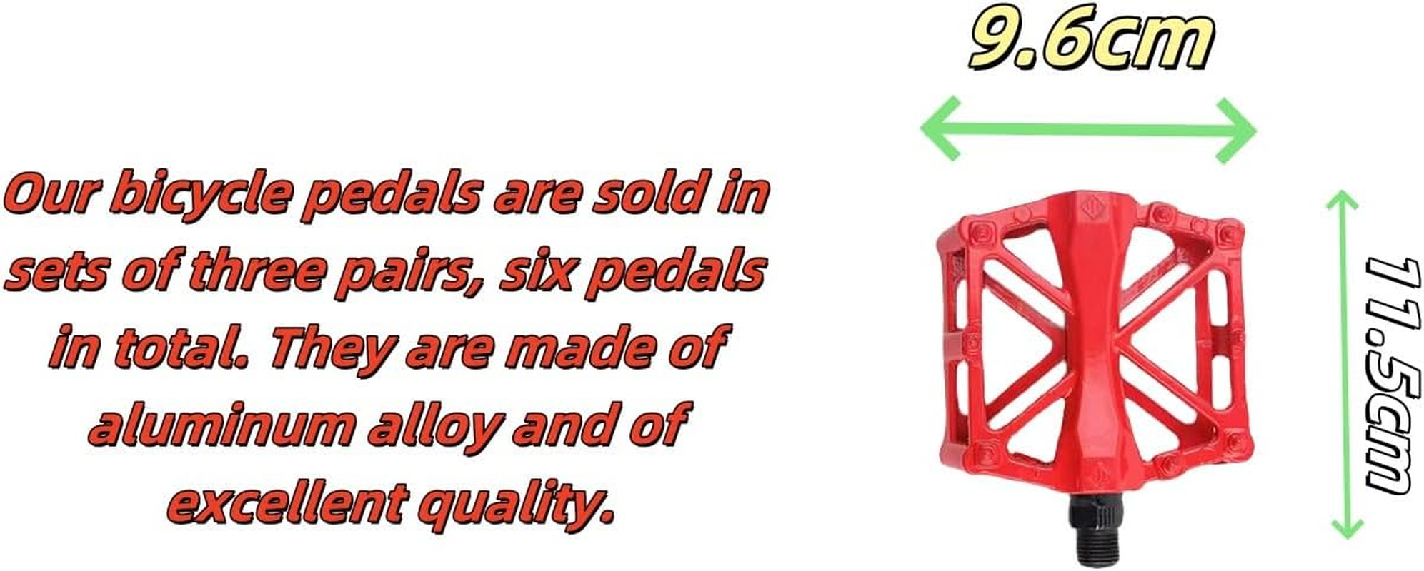 Bicycle Pedal Aluminum Alloy Material the Colors Are Red, Green, and Black. There Are 6 Pedals, 2 of Each Color. Lightweight and Easy to Install, Suitable for Various Bicycles