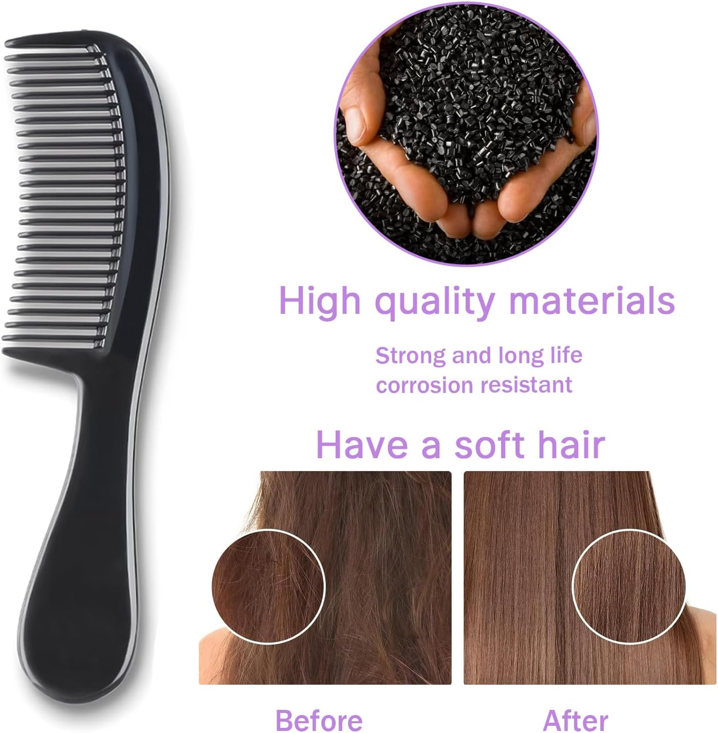 4 Piece Professional Hair Comb Set for Men Women Hair Styling (Black) image number 4