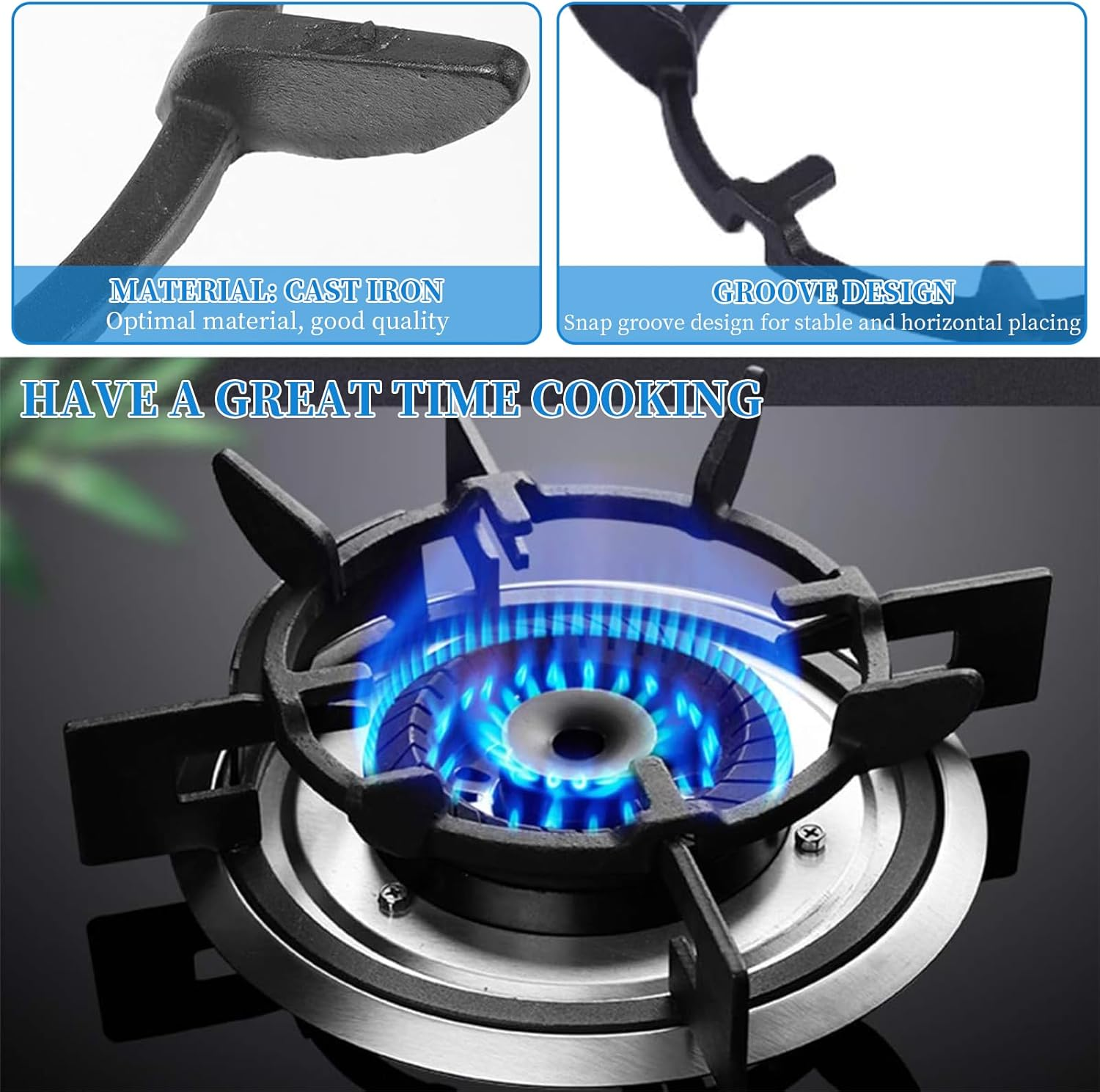 Cast Iron Wok Support Ring, Universal Non-Slip Carbon Steel Wok Supports for Gas Stove, Kitchen Stove Burner Ring, Cooktop Range Pan Holder, Gas Range Replacement Parts Accessories, Wok Stand Rack (G) image number 2