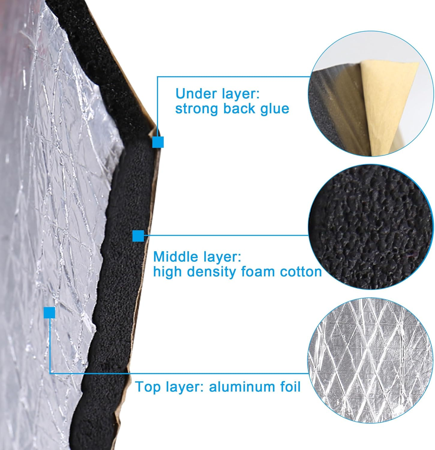 Uxcell 9Pcs 5Mm 197Mil 14.49Sqft Car Sound Deadener Insulation Mat Alumina Fiber Door Audio Noise Insulation 20''X12''