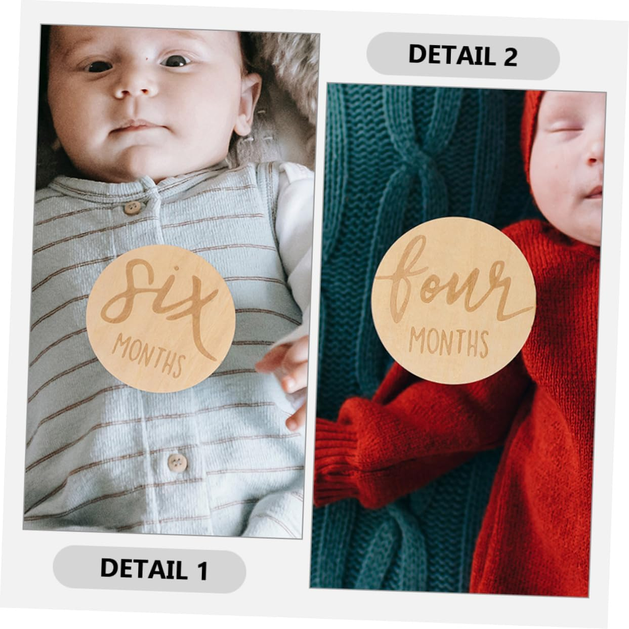 12 Pcs Double Sided Wooden Monthly Milestone Markers round Growth Discs for Recording Development Monthly Photo Props for Boys Durable Versatile Milestone Signs image number 5