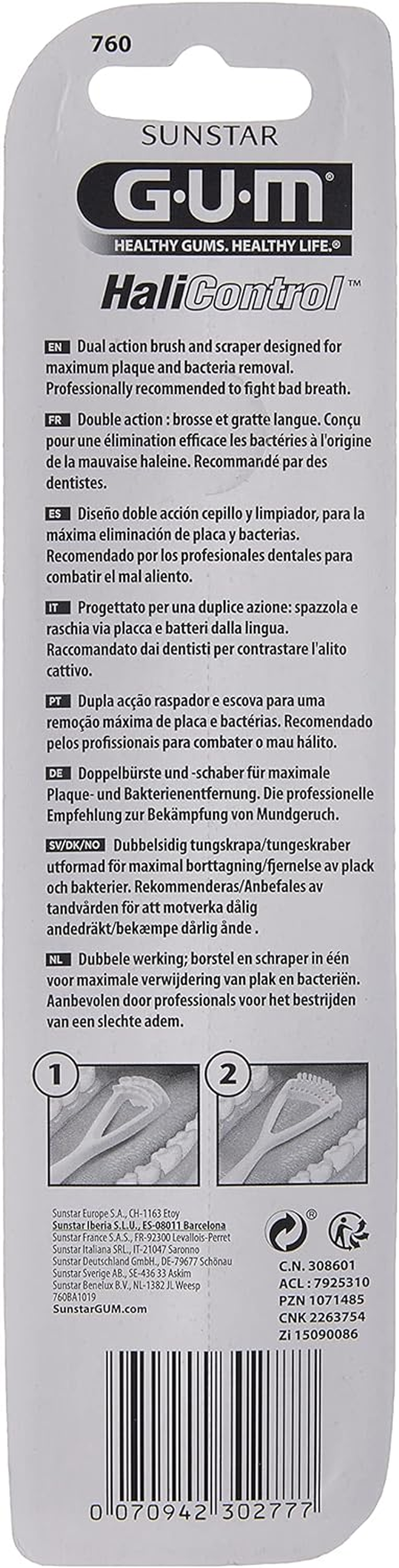Gum Dual Action Tongue Cleaner, Removes Dental Plaque, Food Debris & Dead Cells, Maroon, Manual, Tongue Cleaner, Oral Care image number 3