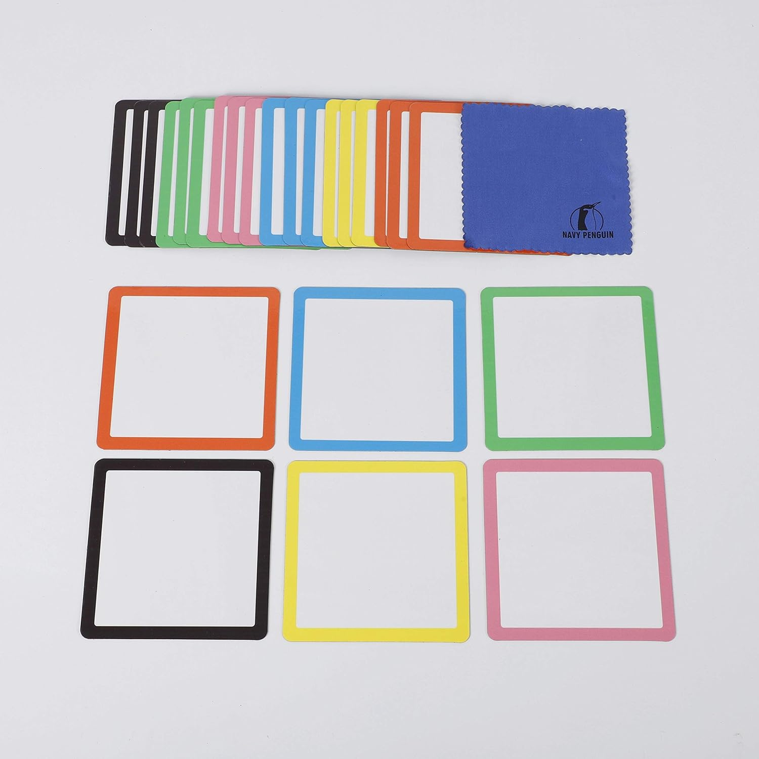 Dry Erase Magnets Set - 24 Pack - 4X4 Whiteboard Magnetic Planning Pads Labels - Small White Board Magnet Strips Name Tags for Home, Office and Classroom