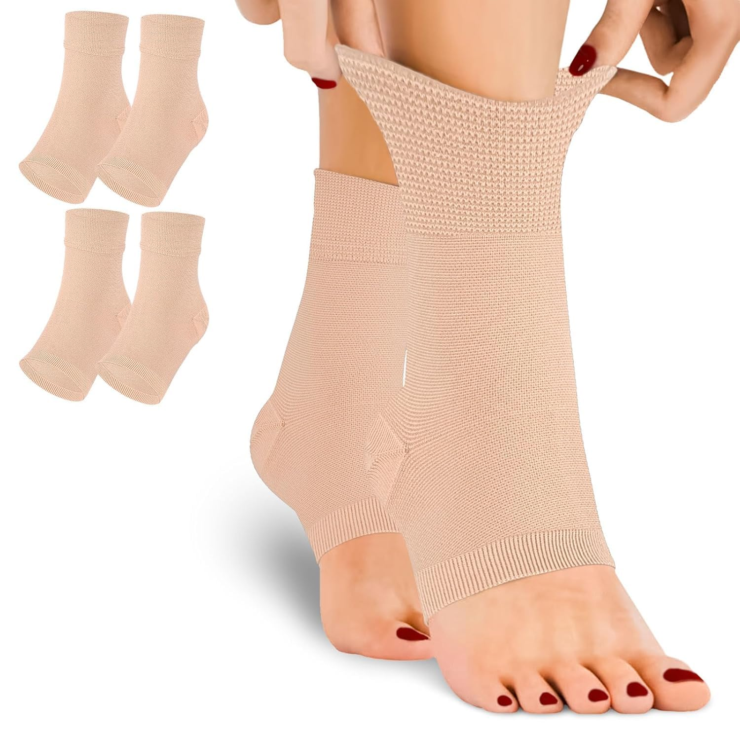 Ankle Brace Socks for Sprained Ankle Compression Sleeve - 2 Pairs Plantar Fasciitis Relief Braces - Foot Arch Support for Men and Women,Tendonitis & Arthritis Feet Sleeve, Stabilizing Ankles Wrap-Size L image number 1