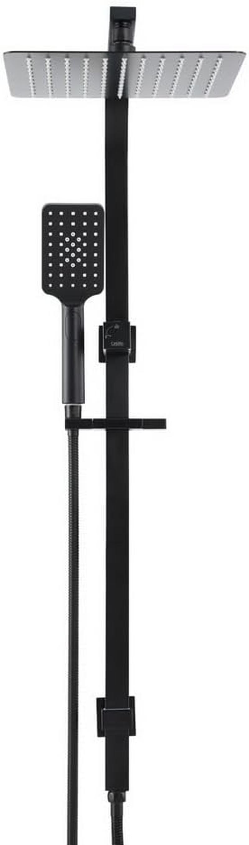 10'' Rain Shower Head Set Handheld Square High Pressure Bathroom Black image number 4