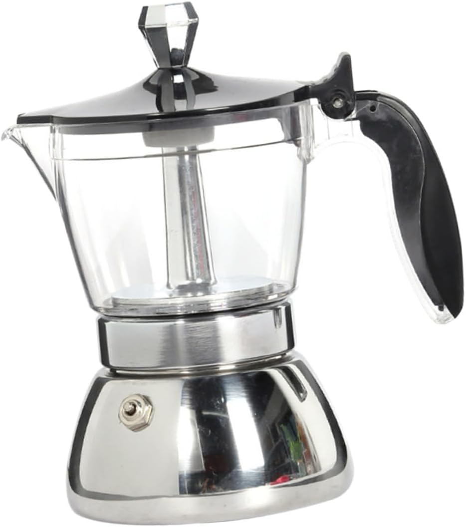 JECOMPRIS Transparent Cup Stainless Steel Coffee Pot for Hand Brewing Espresso Ergonomic Non Scald Handle Home and Office Pot with Premium Craftsmanship and Hot Lid Design image number 6
