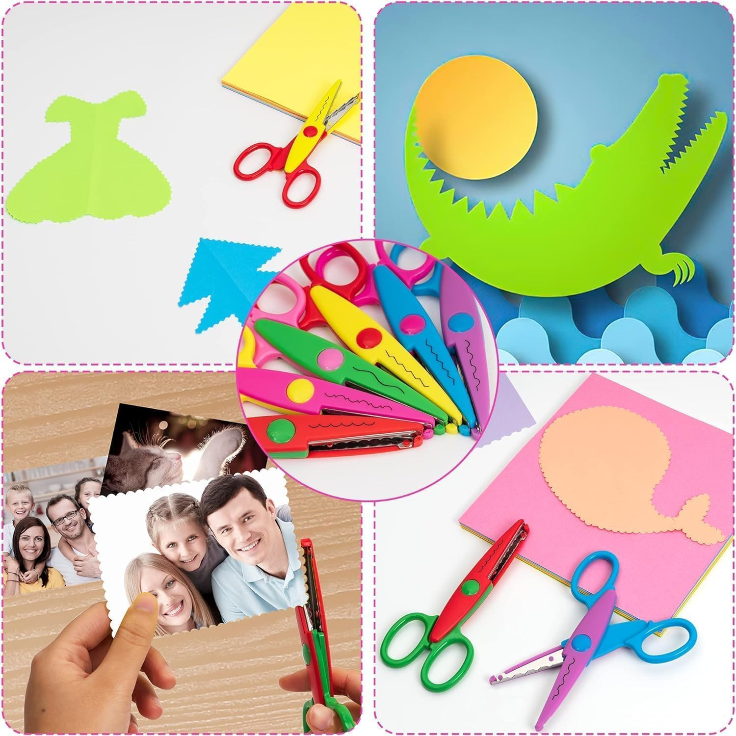 6 Different Decorative Paper Edge Scissor Set, 5 Inch Colorful Paper Edger Scissors, Craft Scissors Decorative Craft Art Scissors Set, Assorted Paper Edger Pattern Scissors image number 6