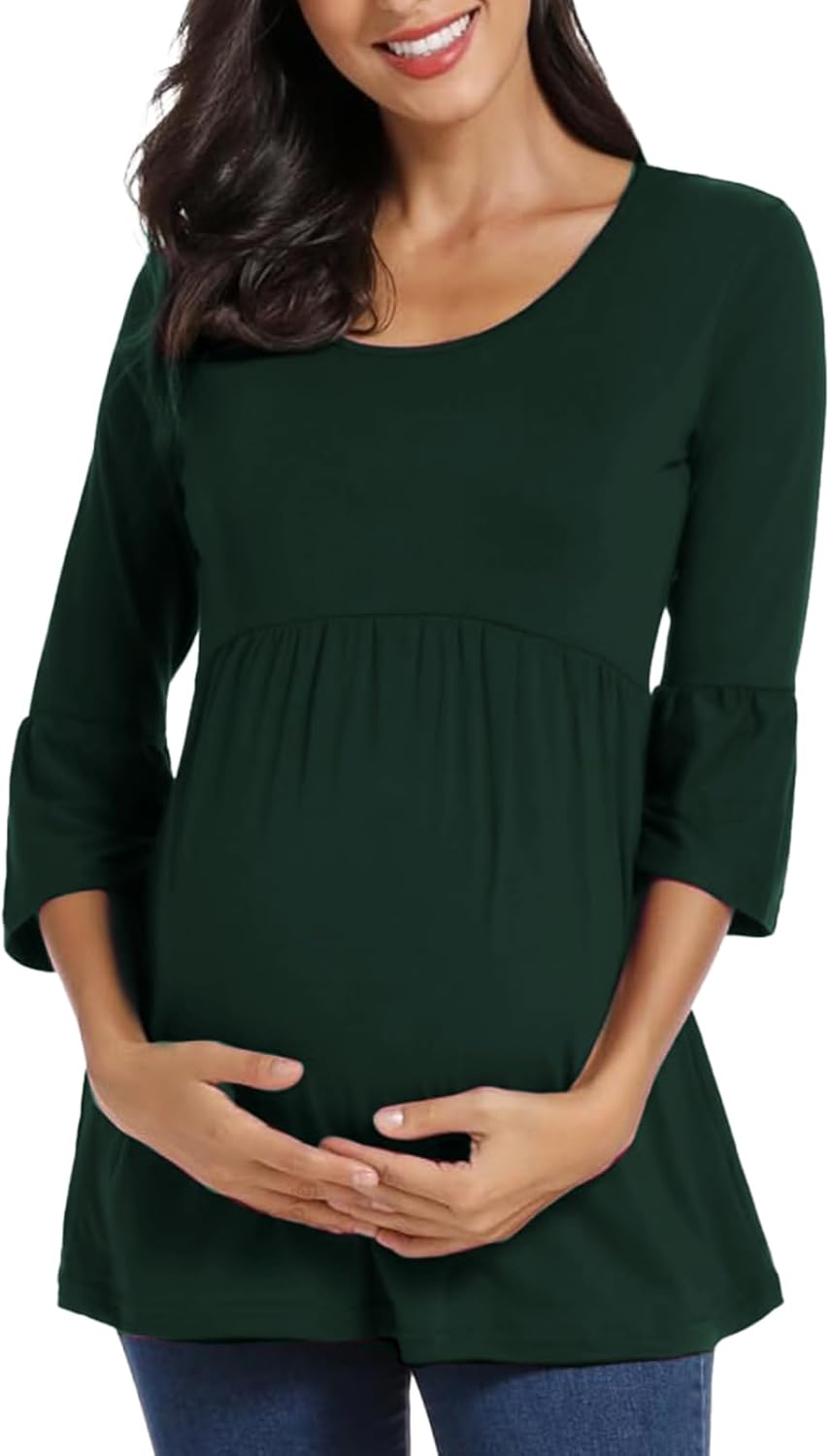 Jinson 3 Packs Women'S Ruched Side-Shirred Nursing Top Short Long Sleeve Breastfeeding Tee Shirt image number 1