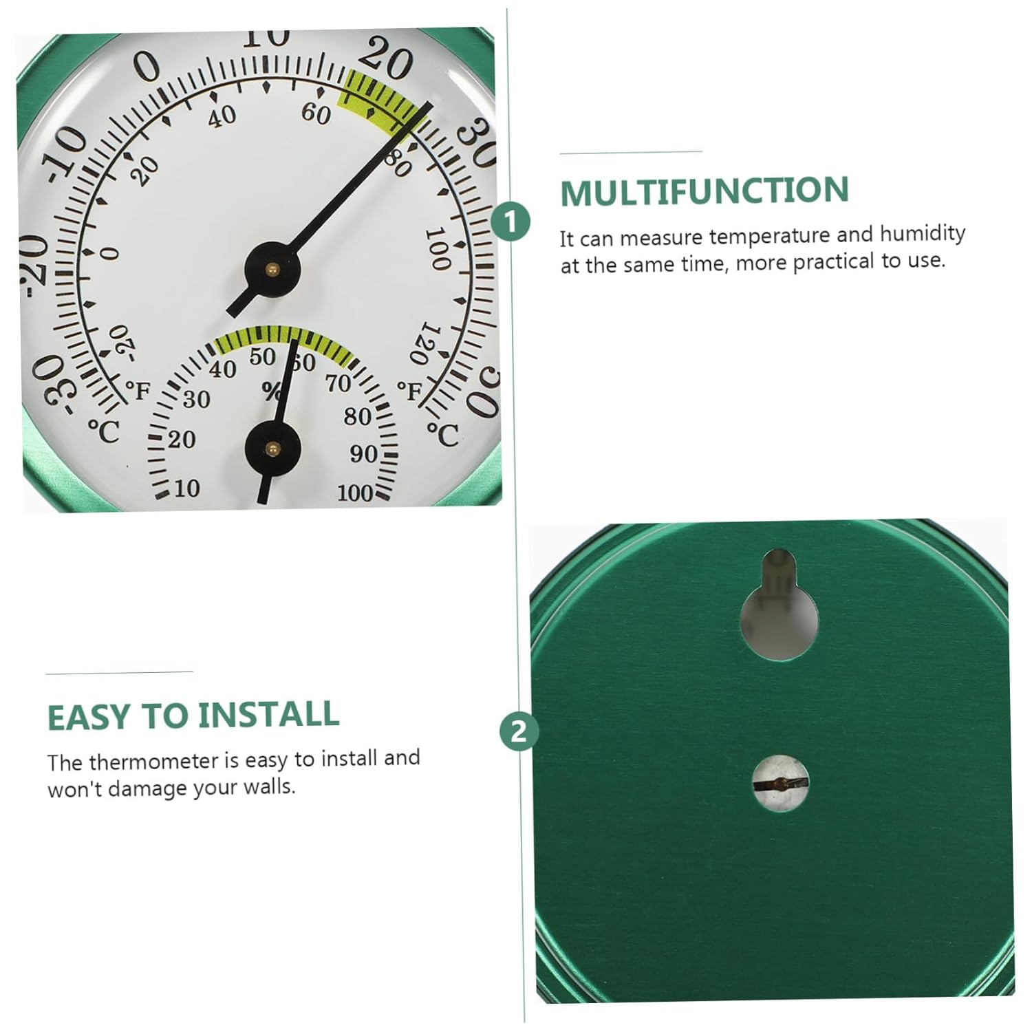 DECHOUS Hanging Hygrometer Temperature Humidity Gauge for Indoor Outdoor Use Wall-Mount Mini Thermometer with Automatic Calibration for Home Office Patio Green Spaces image number 3