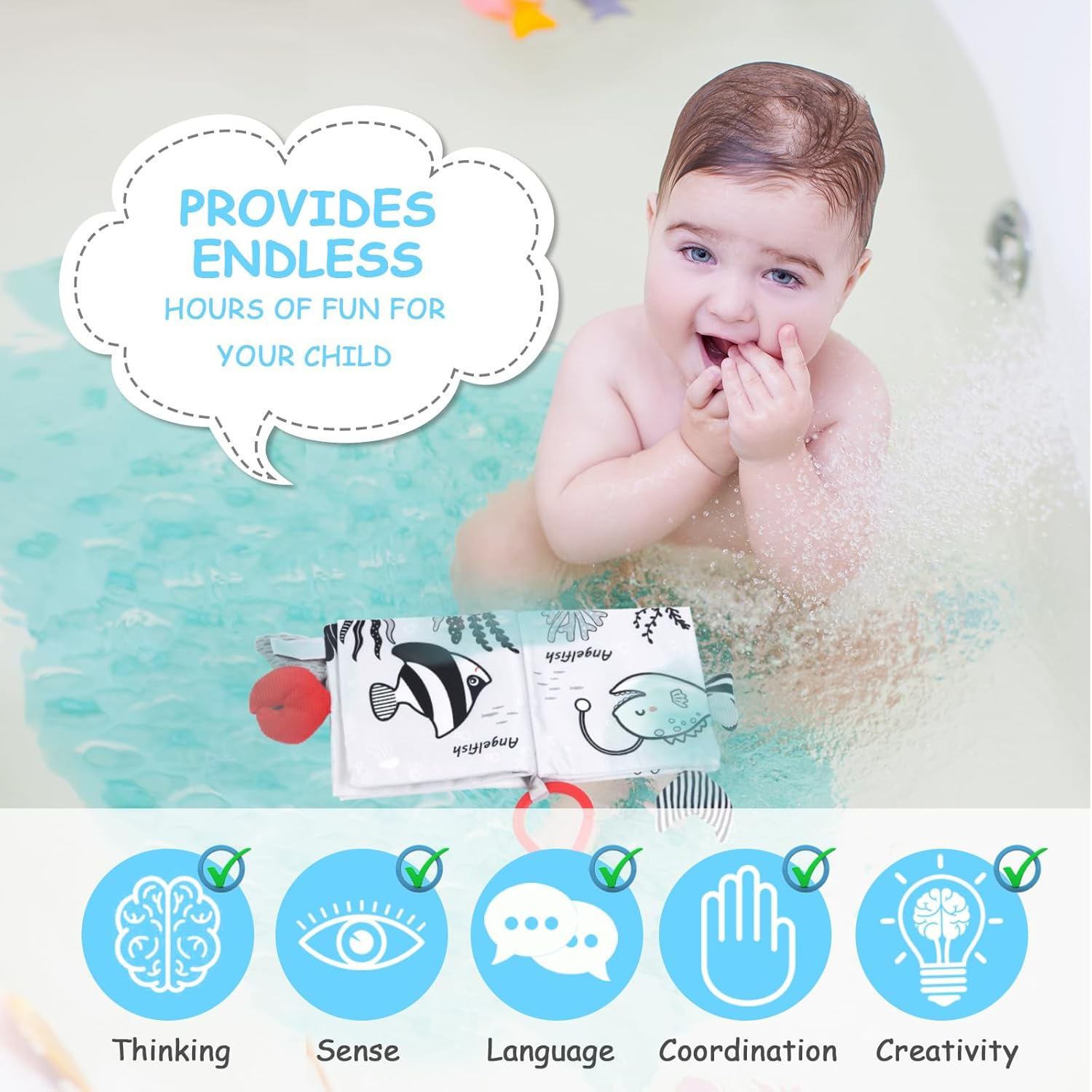 Vicloon Soft Cloth Baby Books - 0-6 Months, 3D Black & White High Contrast Books image number 4