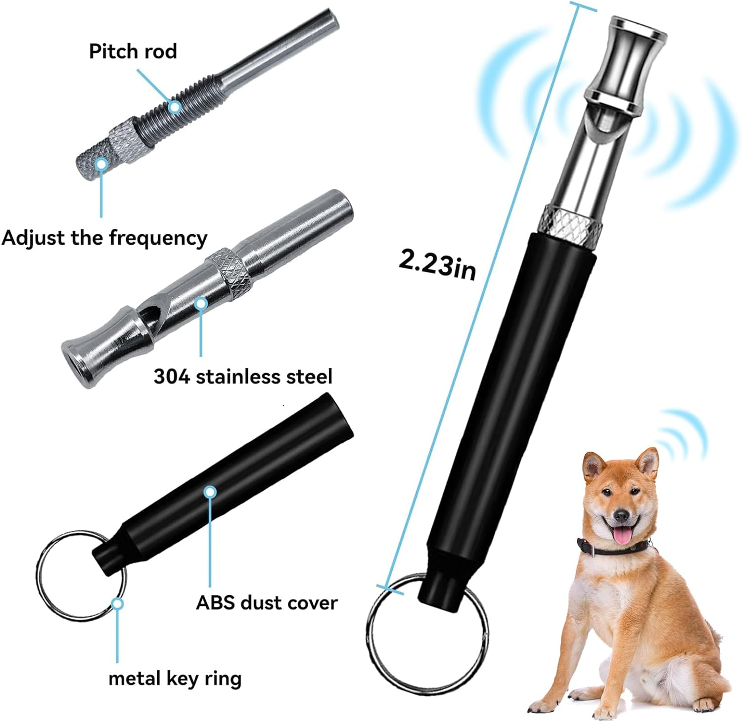 2 Pack Dog Whistle, Adjustable Ultrasonic Dog Whistle,To Stop Barking Neighbors Dog,Professional Recall Dog Training Whistles, Training Stop Bark Control Tool with Black Lanyard