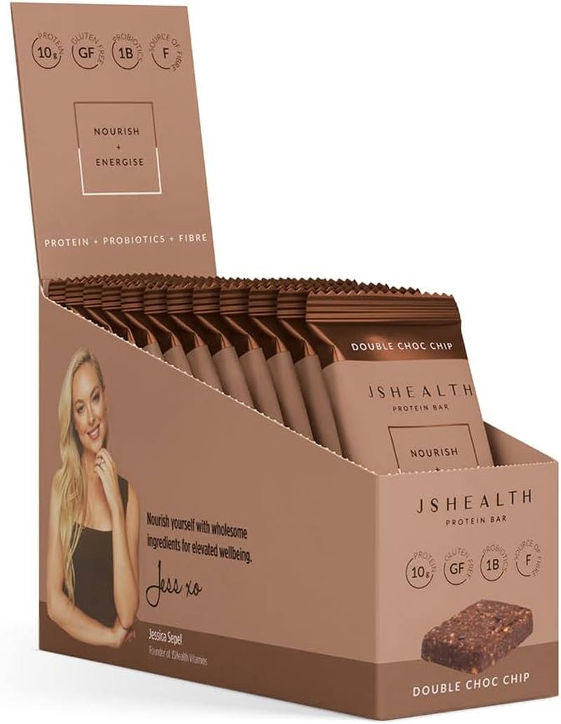 Jshealth Protein Bar - Double Choc Chip | Chocolate Protein Bars | High Protein Box of 12 X 45G Bars, Gluten-Free + Vegan-Friendly + Dairy-Free Ingredients image number 2