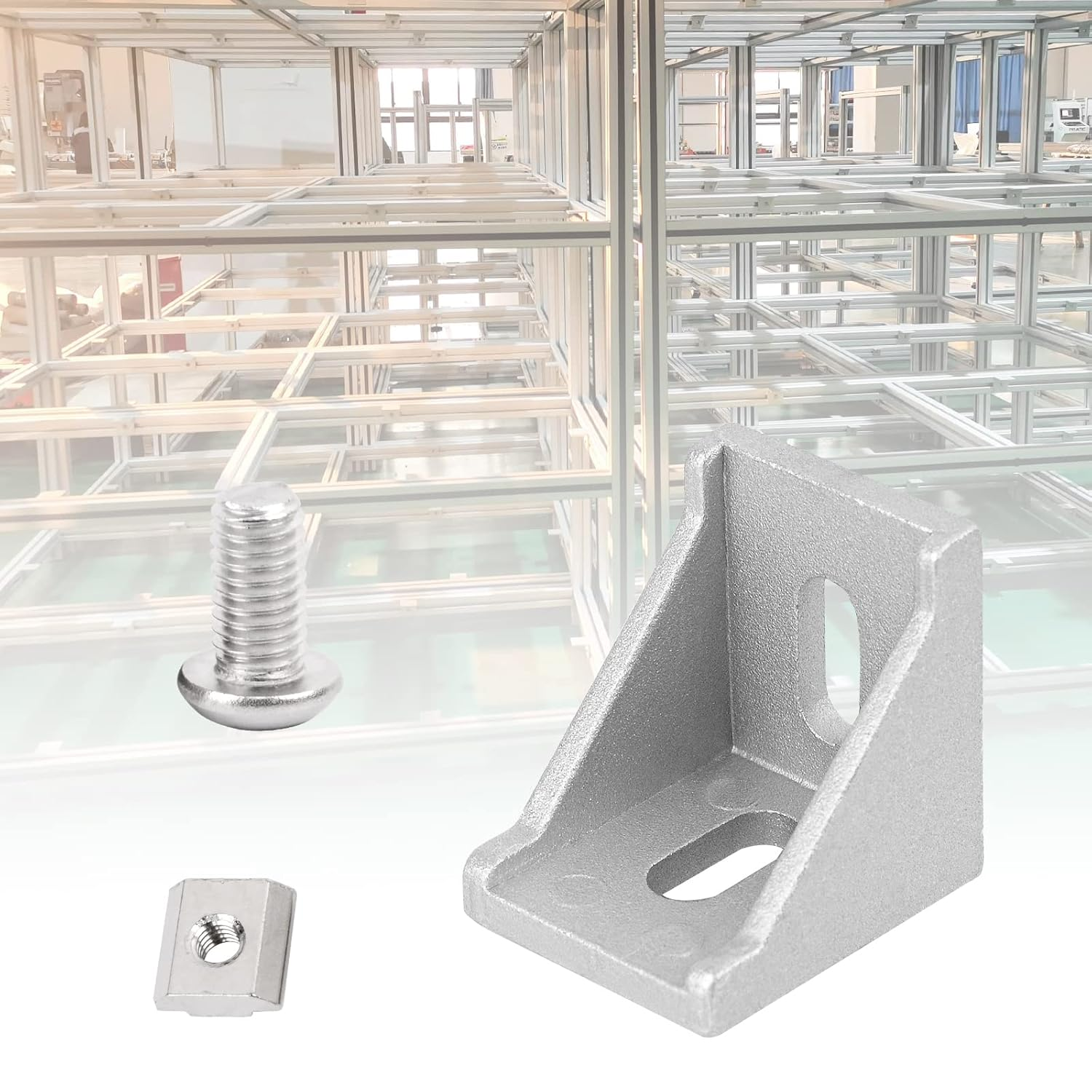 4040 Aluminum Profile Connector Set,20Pcs 4040 Corner Bracket + 40Pcs 40 Series M8 T Nuts + 40Pcs M8X16Mm Hex Socket Cap with Wrench (Silver) image number 5