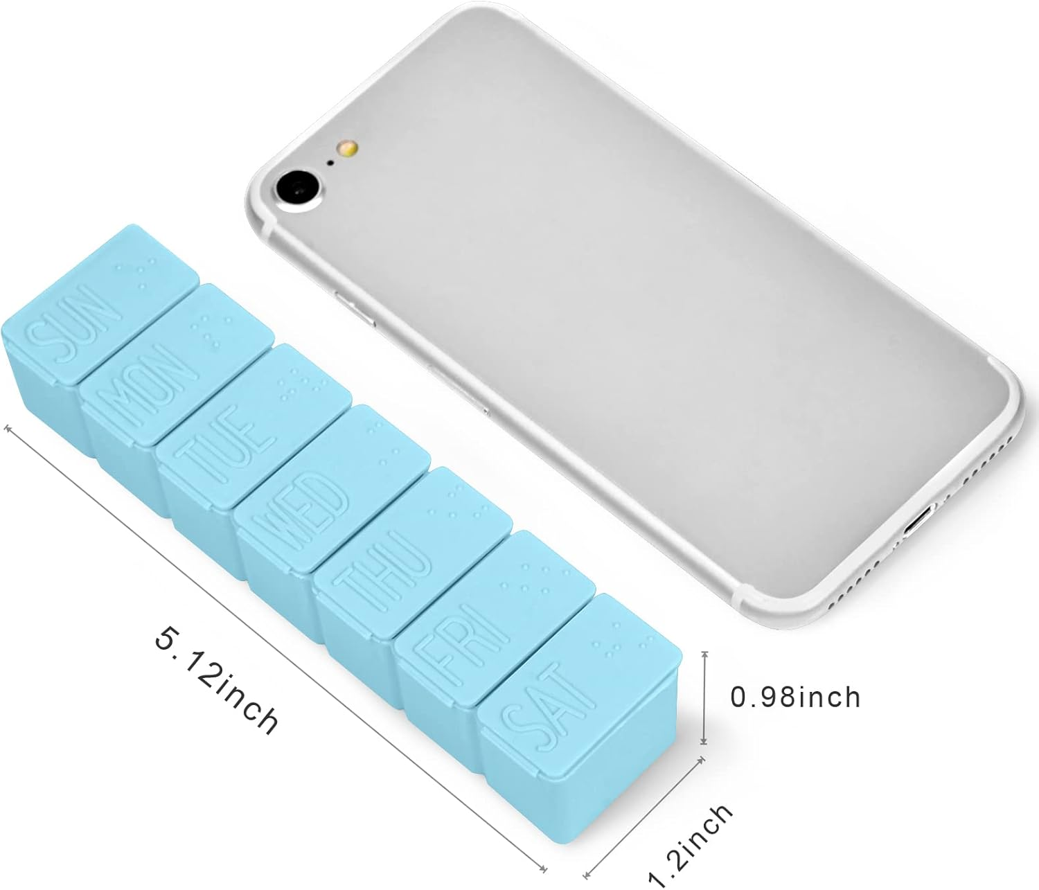 Pill Organizer-Pill Boxes for Travel, 7 Day with Braille Pill Case Vitamins Fish Oil Supplements, Medication Organizer Dispenser for Fish Oils, Vitamin Holder Supplement (Sky Blue) image number 2