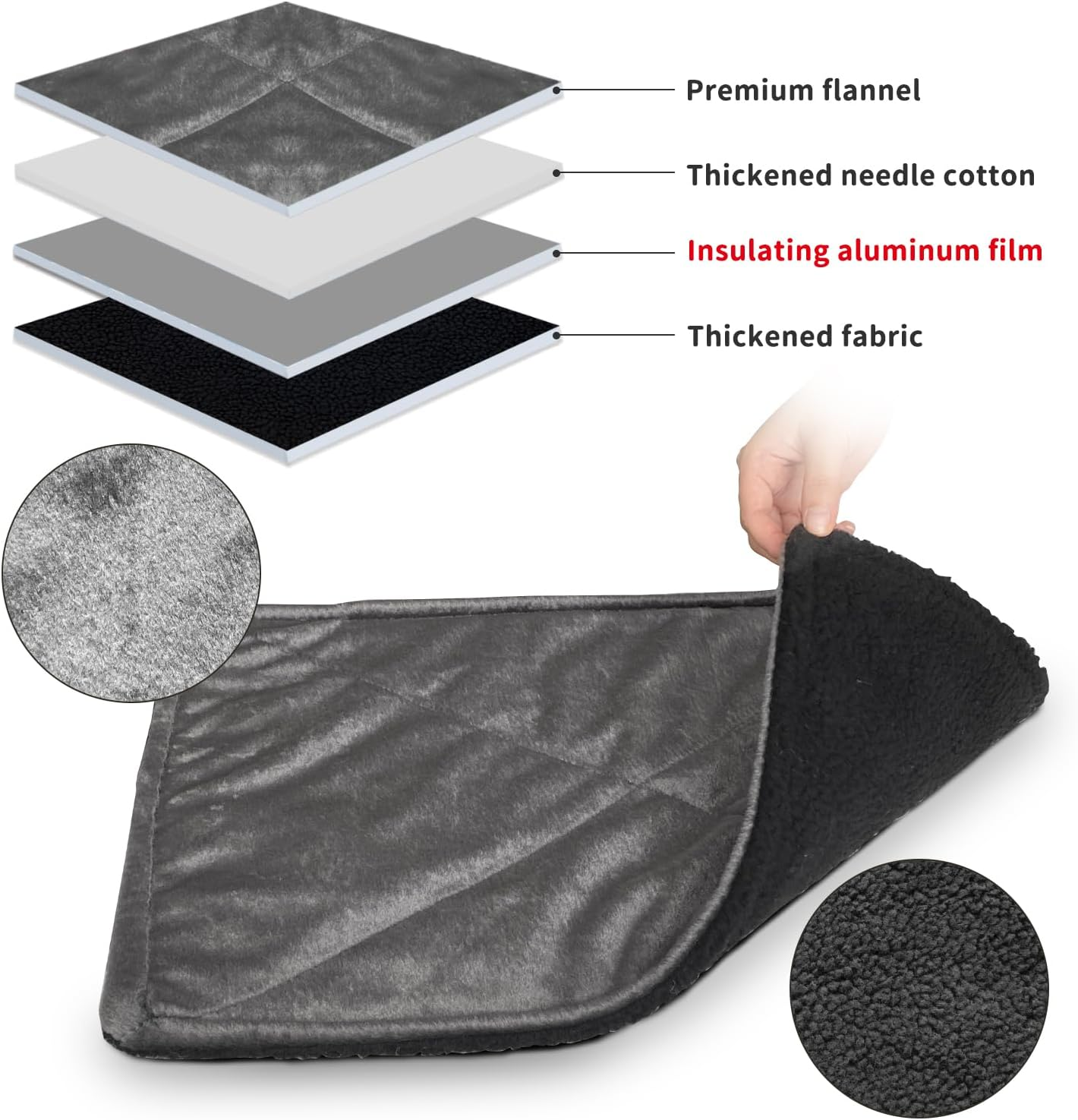 Self-Warming Cat Bed Pad,Self-Heating Thermal Pet Mat for Indoor Cats and Dogs,Safe & Energy-Free (70 * 50Cm) image number 3