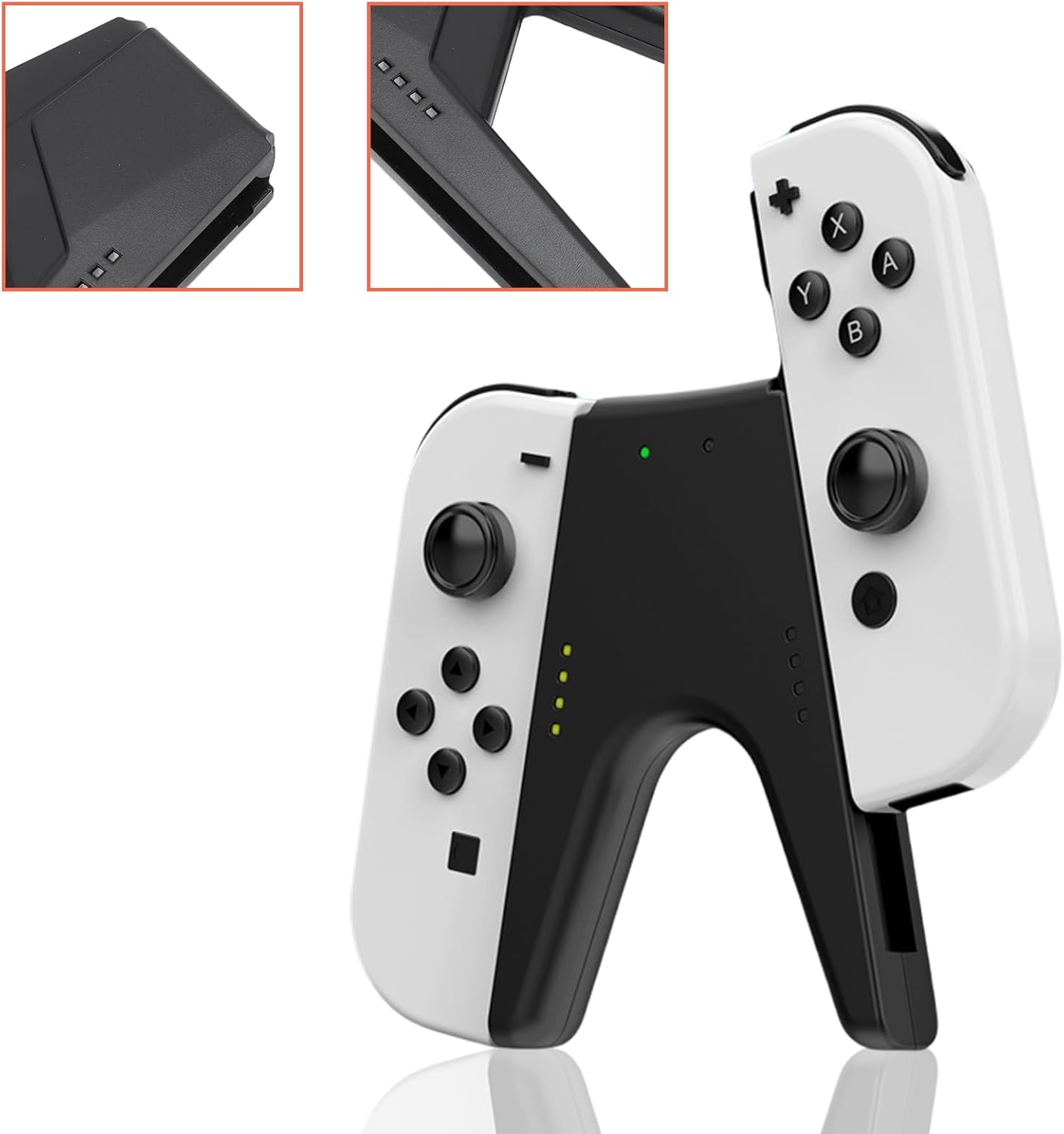 Jeyzuroa Charging Grip for Switch - Comfort Controller Handle with LED Indicator Compitable with Switch Lite/Switch OLED, Charge While Play, Includes Type-C Cable (Black) image number 4