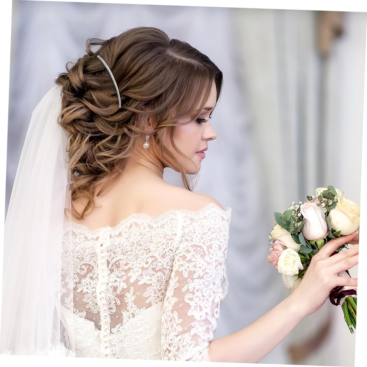 2Pcs French Twist 10 Teeths Comb Alloy Metal Bridal Wedding Hair Side Comb Headpiece Hair Jewellery Fashion Accessory for Women Girls, Gold and Silver