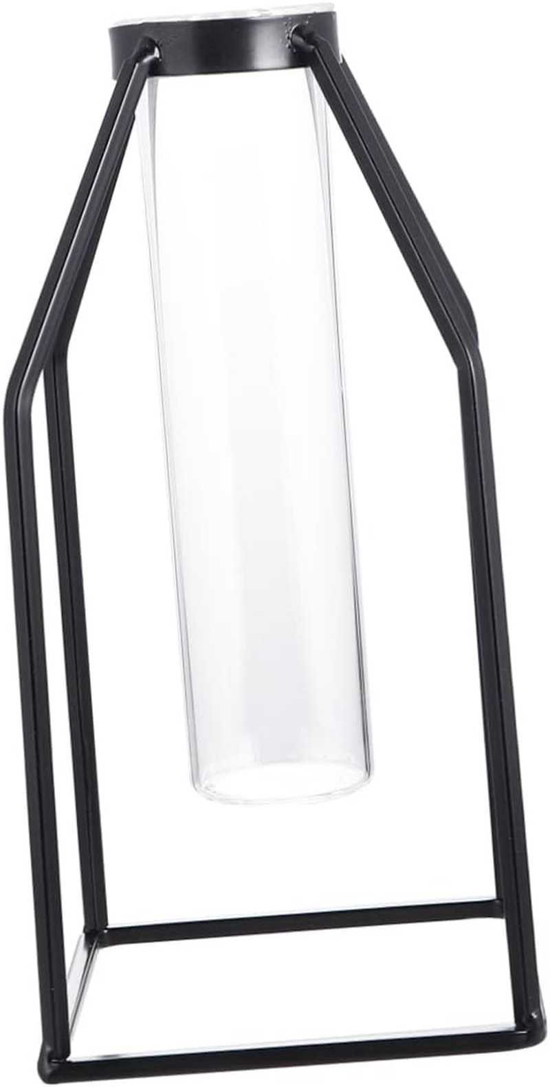 Cabilock Iron Art Square Glass Tube Vase Hydroponics Flower Planter Metal Frame Home Decor for Indoor Plants Gardening Supplies image number 5