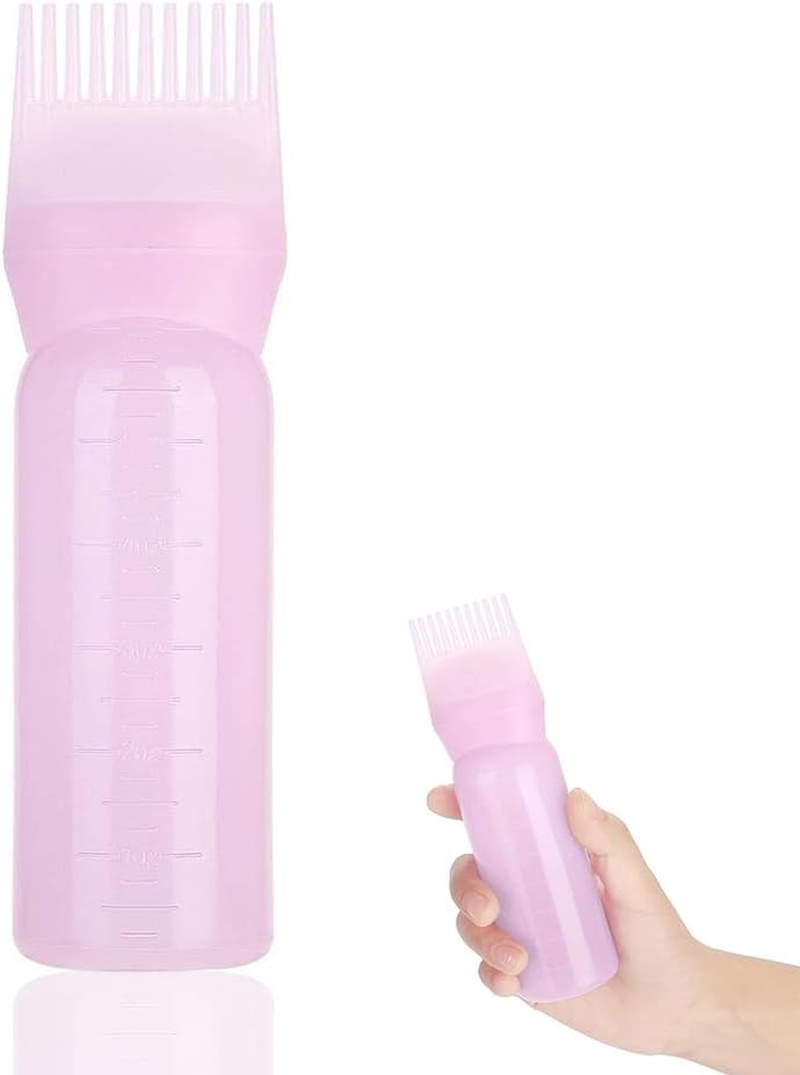 1 Pcs Root Comb Applicator Bottle 6 Ounce Hair Oil Applicator, Applicator Bottle for Hair Dye Applicator Bottle with Graduated Scale (Pink) image number 3