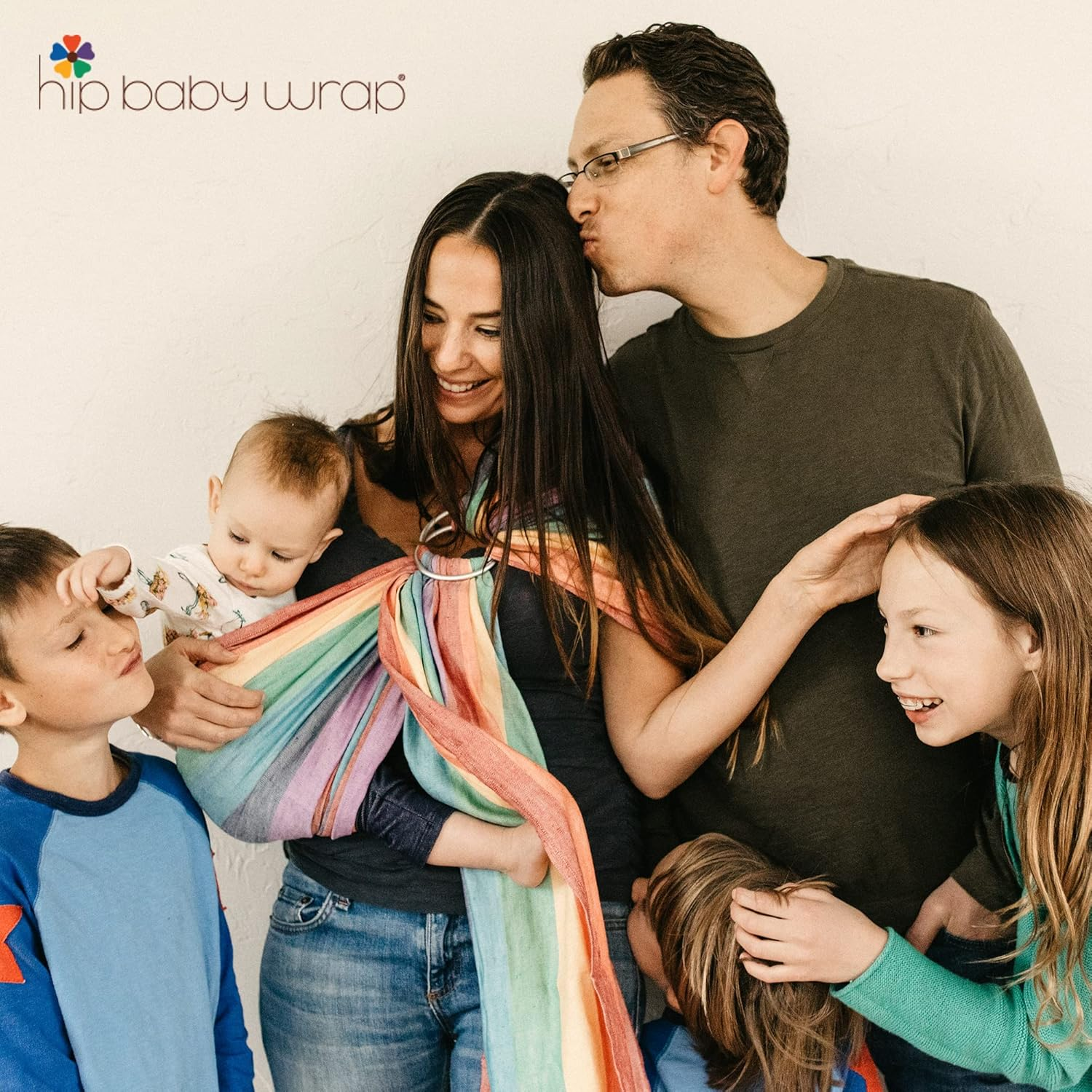 Hip Baby Wrap Ring Sling Baby Carrier for Infants and Toddlers - 100% Soft Cotton Baby Wraps Carrier for Babies 8-35 Lbs - Perfect Baby Shower Gifts Moms and Dads - Nursing Cover (Summer Rainbow)