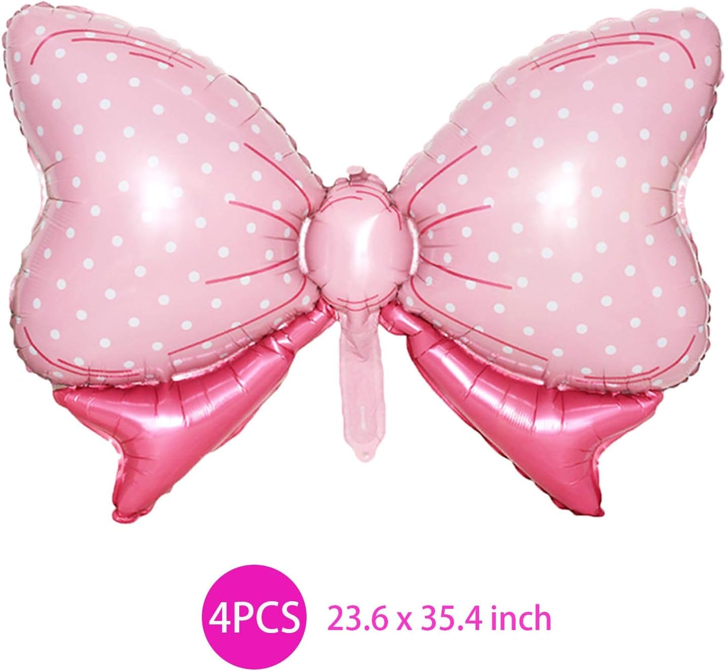 Wdecorm 8Pcs Gender Reveal Party Balloons, 4 Pink Bow Foil & 4 Basketball Balloons, Unisex-Adults & Children, Pink, Gender Reveal, Reusable, Balloons image number 1