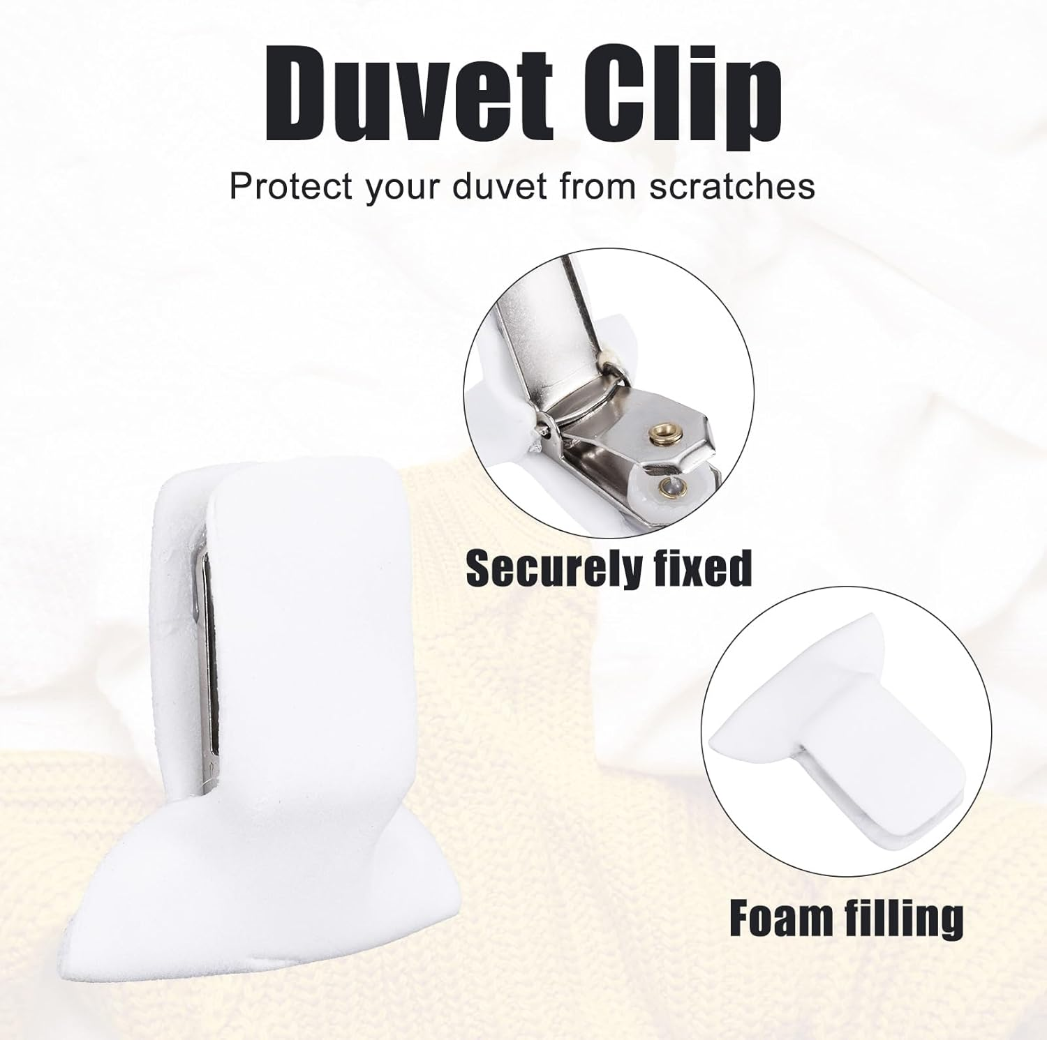 Gosknor 14Pcs Duvet Clips for Comforter Inside, Quickly Install Comforter Blanket Fasteners Strong Hold Padded Clips Quilt Clips Duvet Snaps Bedding Accessories to Prevent Comforter from Shifting image number 2