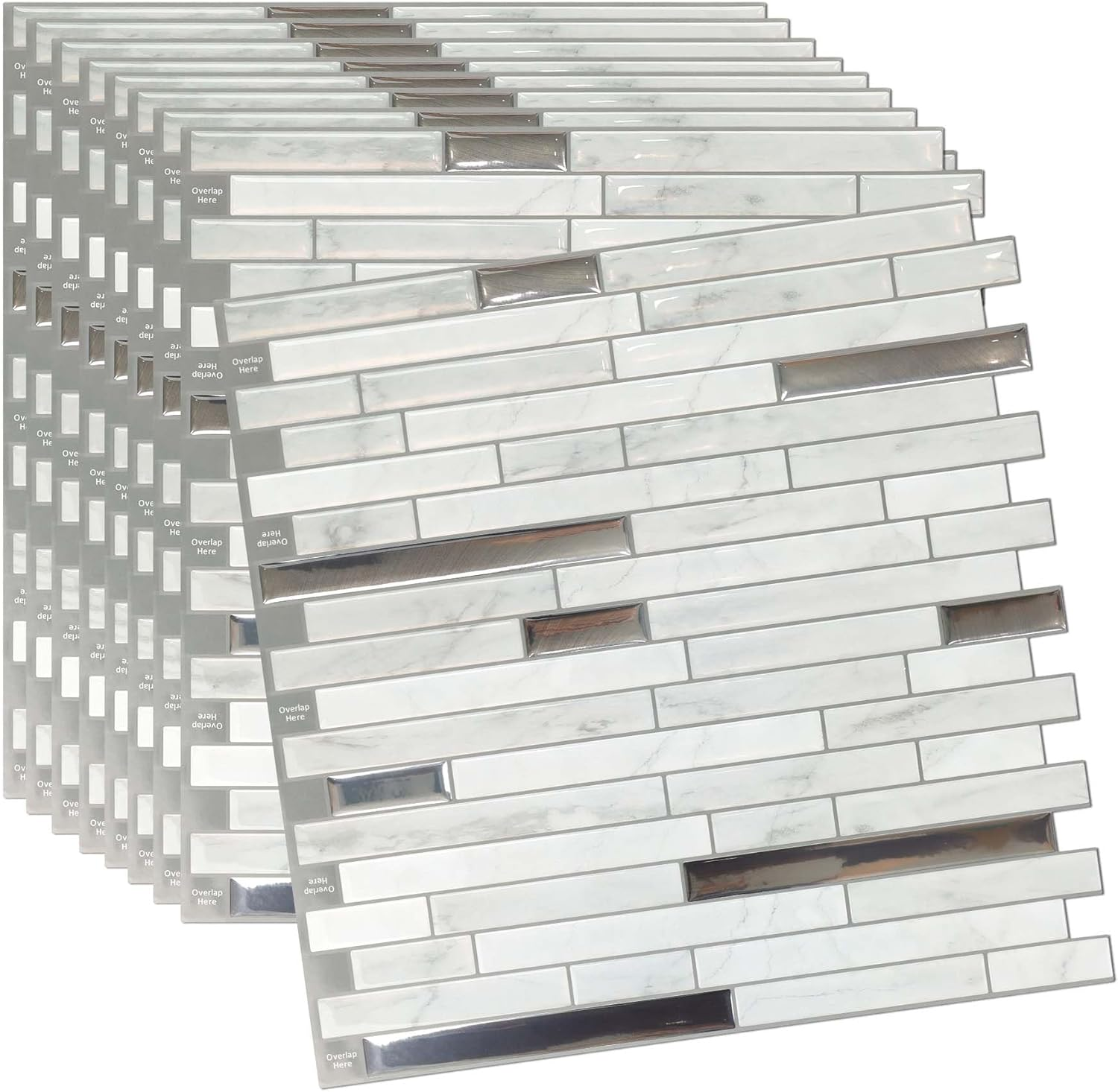 Tile 10 Sheets Peel and Stick Tiles Backsplash, 12"X12" Light Color Stick on Wall Tiles image number 1