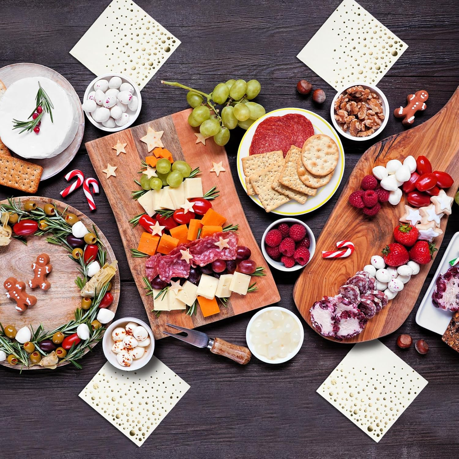 Stylish Gold Cocktail Napkins, 100 Cocktail Napkins, Paper Cocktail Napkins, 3-Ply White and Gold Napkins, 5 X 5 Inch Gold Party Napkins, Disposable Gold Napkins, Dessert Napkins image number 4