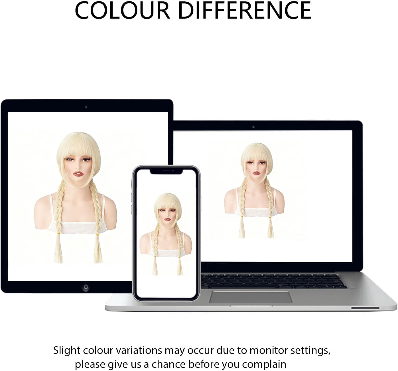 Luxiremi 26 Inch Long Blonde Braided Wigs for Women and Girls for Fancy Dress for Wednesday Addams Halloween Costume Cosplay Wig image number 4