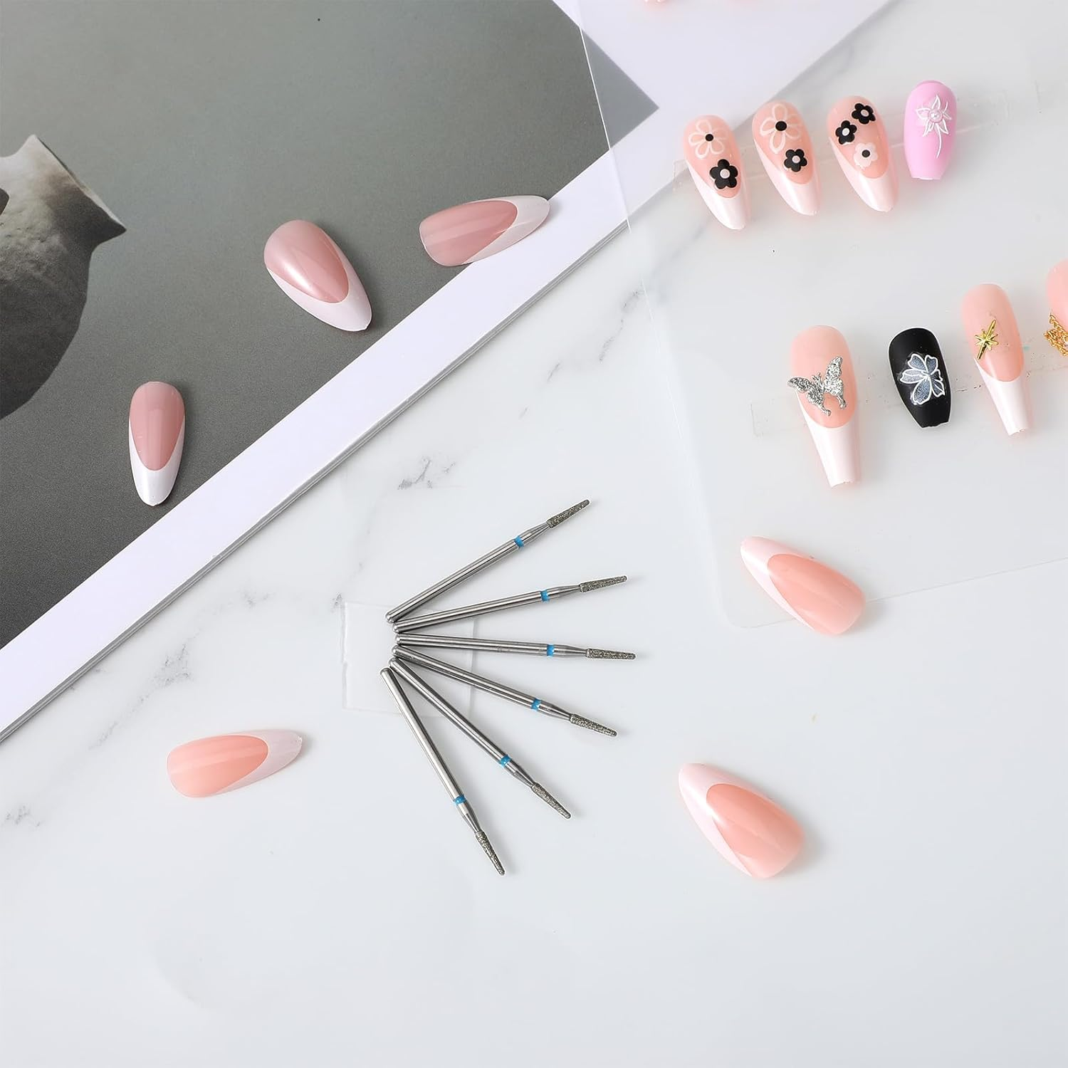 Pack of 6 Cuticle Drills, Reusable Nail Cutter Bits with Case, Diamond Flames Cuticle Cutter, Professional Cuticle Cleaning Tool Medium Grit for Nail Care Foot Care image number 6