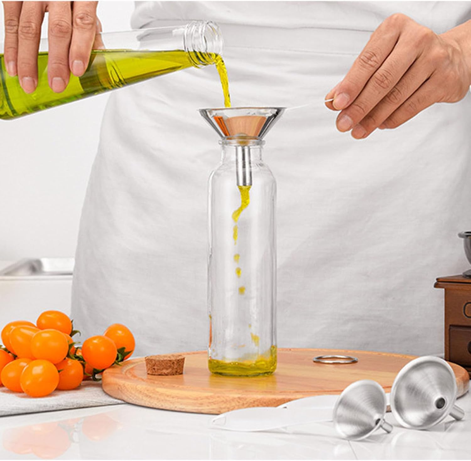 Stainless Steel Funnel, 3Pcs Mini Filling Kitchen Funnel Food Grade Metal Small Funnels for Filling Bottles, Transferring Essential Oils Liquid Fluid, and Dishwasher Safe image number 4