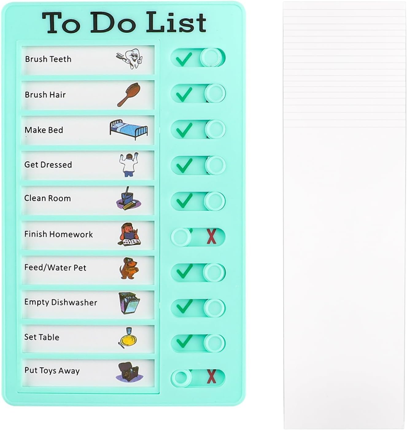 1 PCS Chore Chart for Kids，Reusable Blank Chore Chart for Adults,Plastic Chore Board with 20 Detachable Cardstock,To Do List White Board for to Home Routine Planning，Routine Chart(Green) image number 3