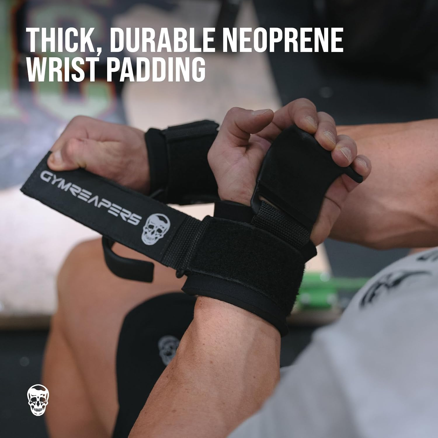 Gymreapers Weight Lifting Hooks (Pair), Heavy Duty Power Wrist Straps Hand Grip Support for Deadlifts, Pull Ups, Shrugs - Gym Gloves for Men and Women - Gray image number 4