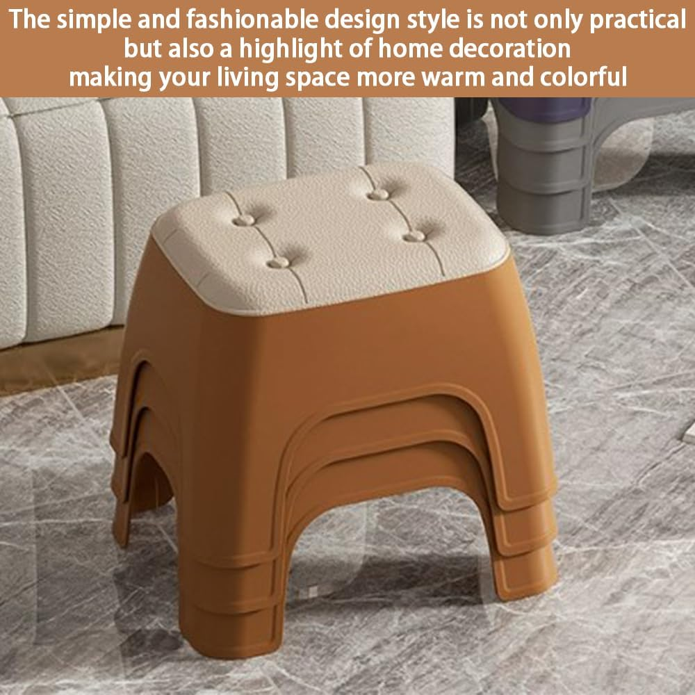 Portable Small Footstool Armchair Shoe Changing Stools Anti-Slip Chair Plastic Toddler Stool Kindergarten Household Small Bench 33X26.5X23Cm (Orange) image number 4