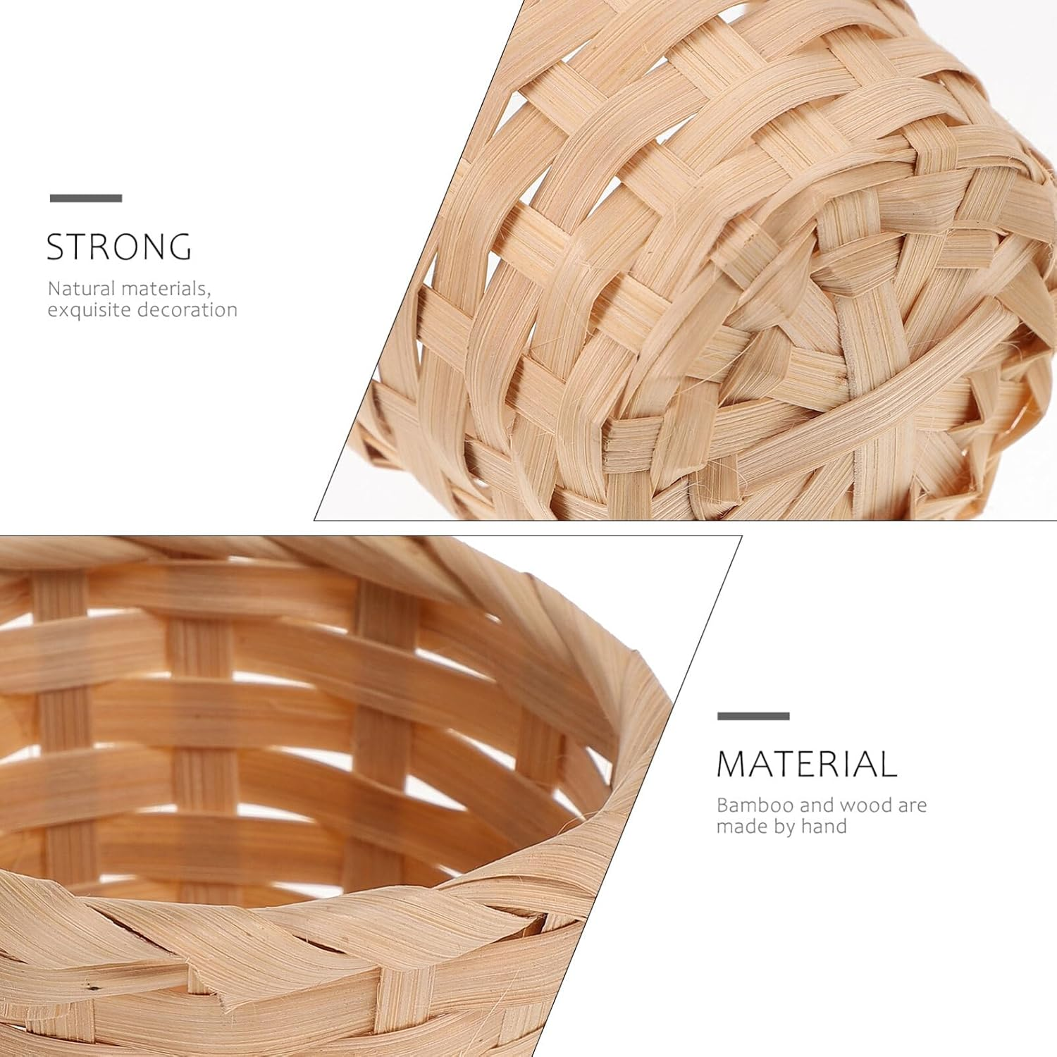 Angoily Versatile Bamboo Storage Baskets 10Pcs for Fruits Snacks Decor Rustic Design image number 1