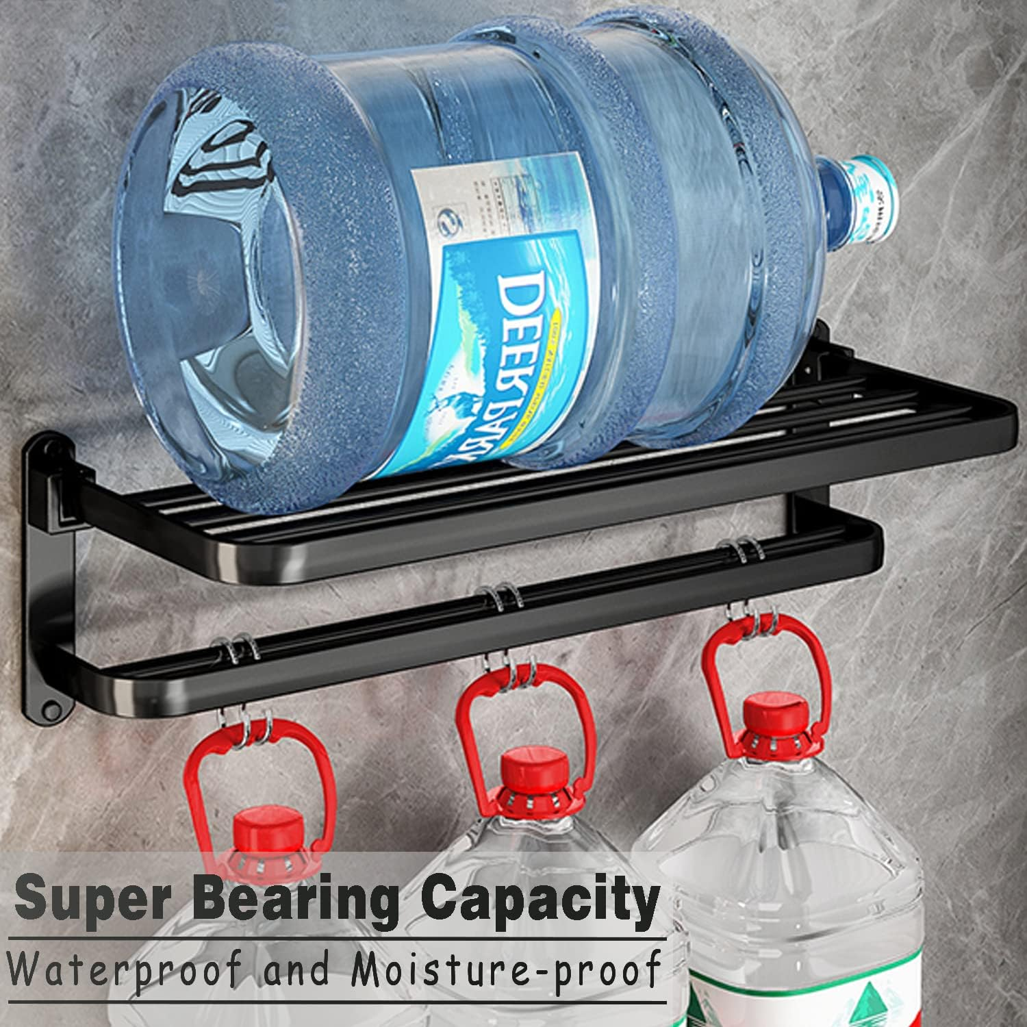 BOZWELL Bathroom Lavatory Towel Rack with Two Towel Bars,24-Inch Towel Holder with Shelf BZ205-A (Matte Black) image number 4