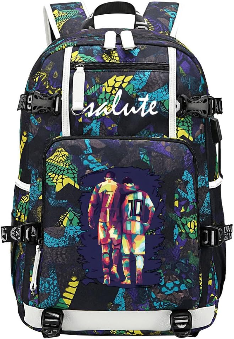 YUNZYUN Soccer Player M-Essi Multifunction Backpack Travel Laptop Fans Multicolour Bag for Men Women